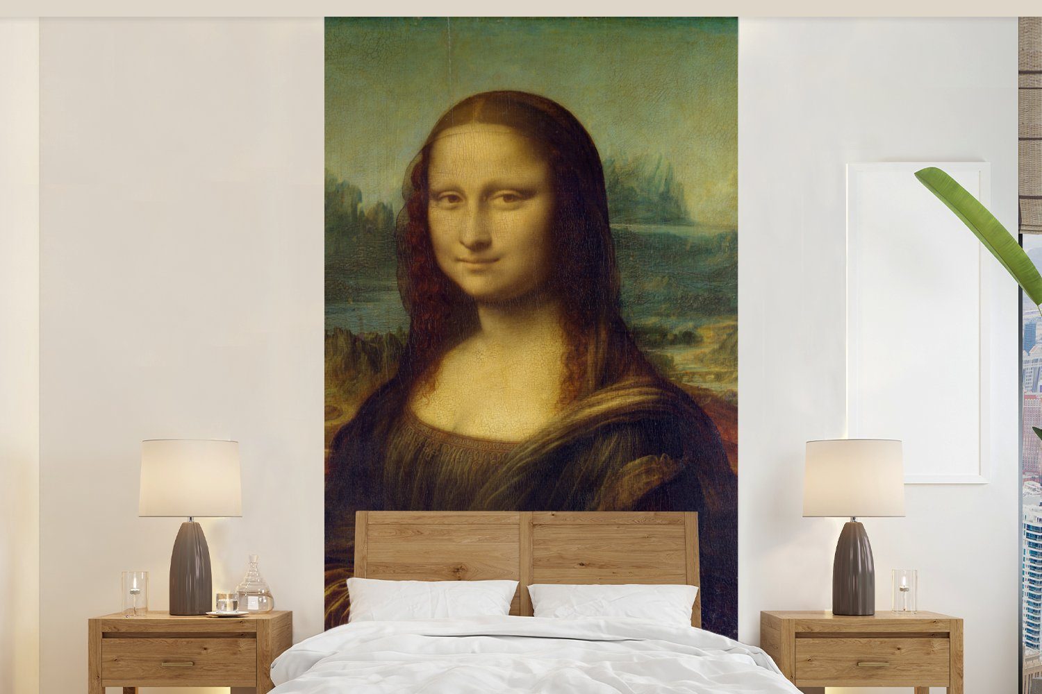 MuchoWow Fototapete Mona Lisa - Leonardo da Vinci, Matt, bedruckt, (2 St), Vliestapete für Wohnzimmer Schlafzimmer Küche, Fototapete