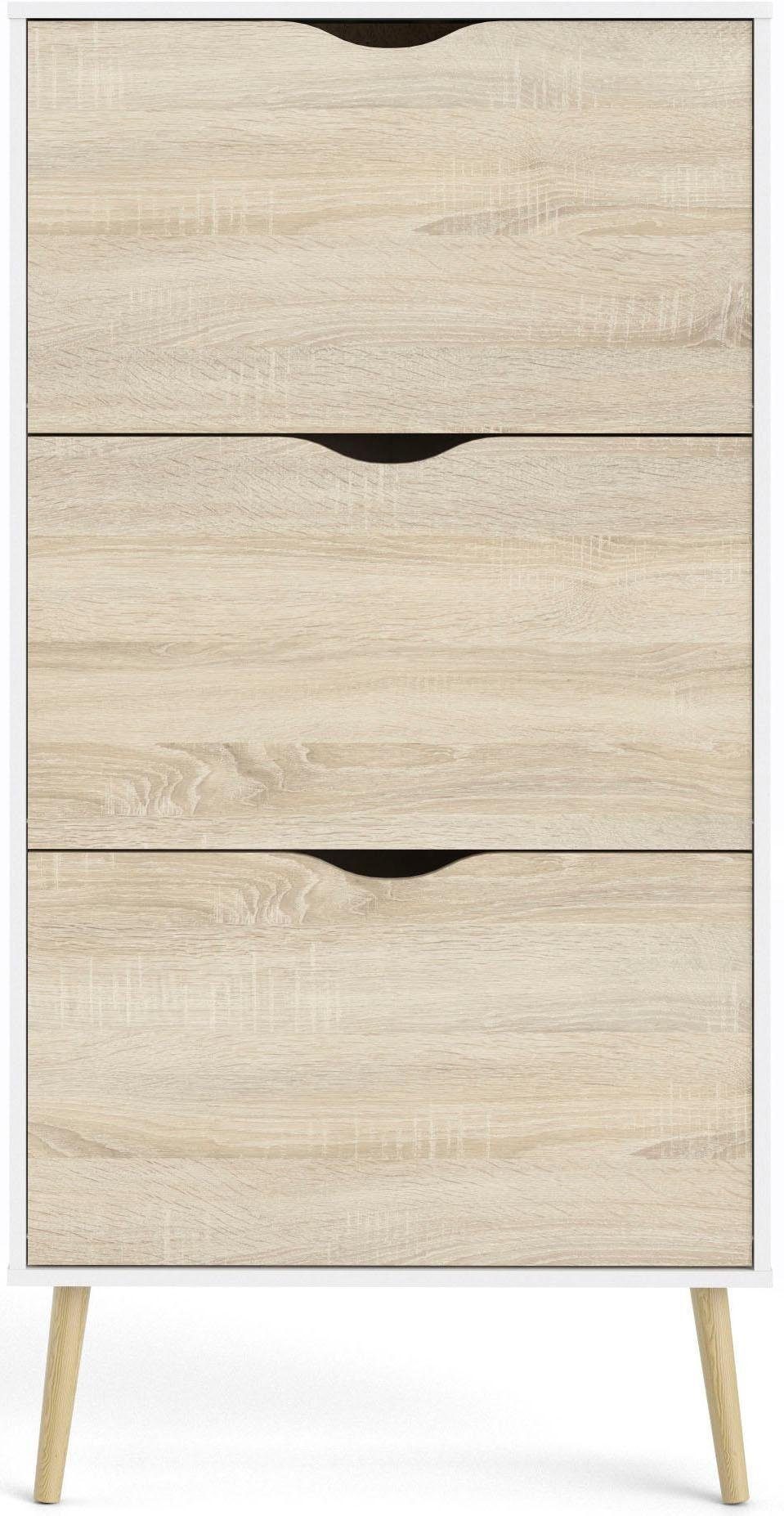 Home affaire Schuhschrank Oslo Schuhaufbewahrung, Schuhkommode, Schuhregal, Garderobenschrank mit 3 Klappen, Breite 70 cm, Höhe 139 cm