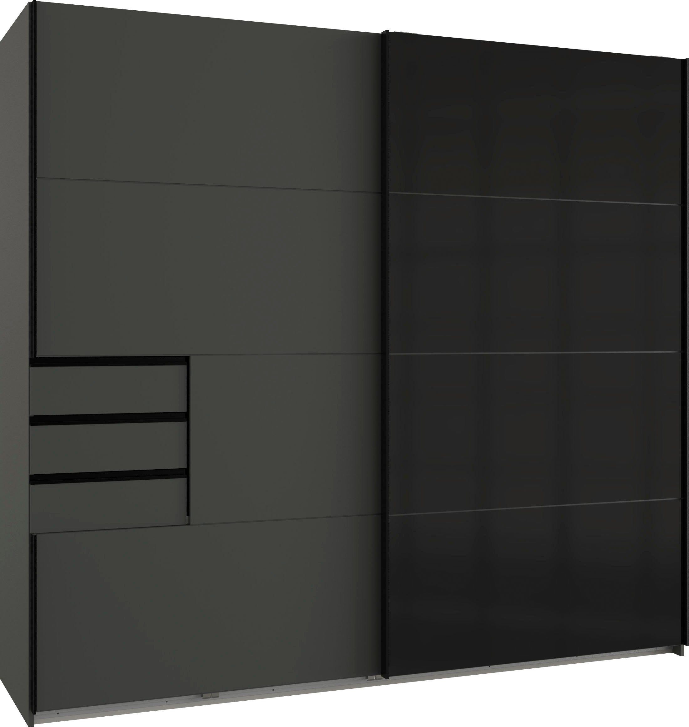 Top-Innovation Wimex Schwebetürenschrank Graphit/Glas Glaselementen schwarz mit Saigon