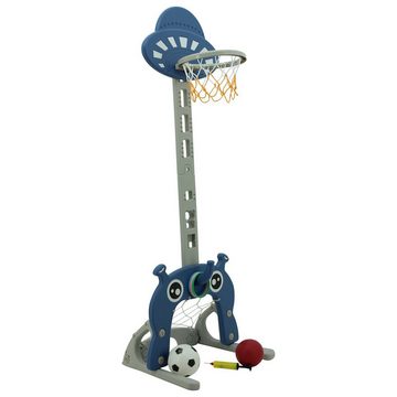 Sweety-Toys Basketballkorb Sweety Toys 12749 Basketballkorb blau 3 in 1 Spielzeug - Ringe werfen, Fußballtor, Basketball