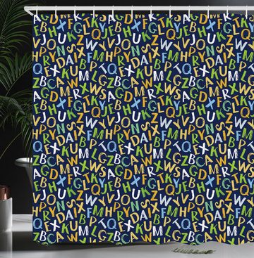 Abakuhaus Duschvorhang Moderner Digitaldruck mit 12 Haken auf Stoff Wasser Resistent Breite 175 cm, Höhe 180 cm, Alphabet Unregelmäßige englische Buchstaben