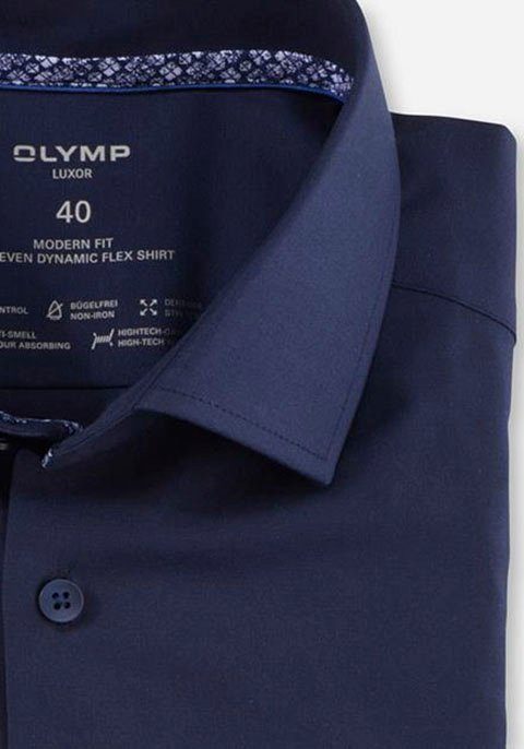 24/7 OLYMP fit marine Kurzarmhemd Quality Dynamic in Luxor Flex modern