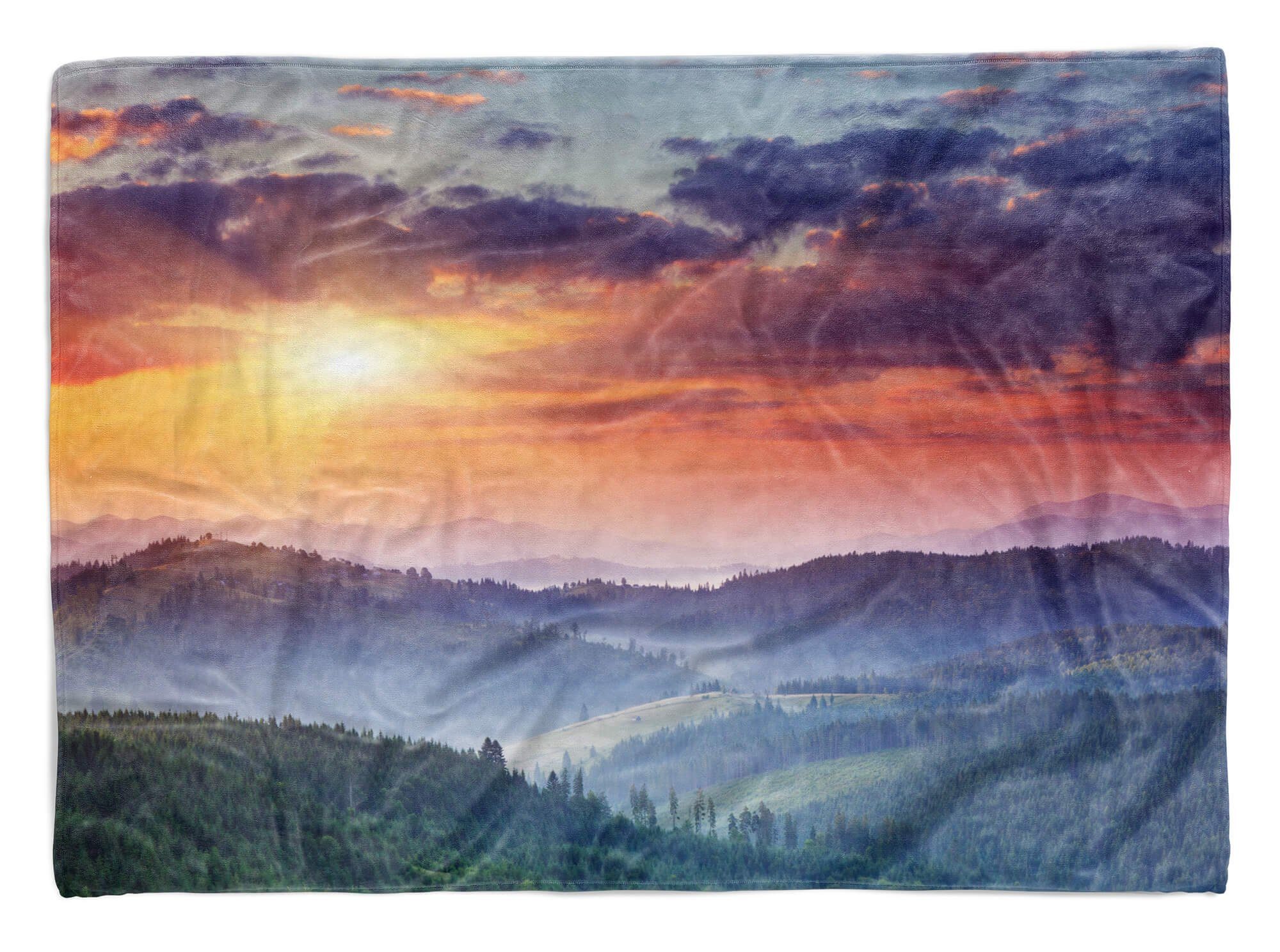 Handtuch Sonnenunterga, Saunatuch Sinus Berglandschaft Handtücher Kuscheldecke Fotomotiv mit Art (1-St), Baumwolle-Polyester-Mix Strandhandtuch Handtuch