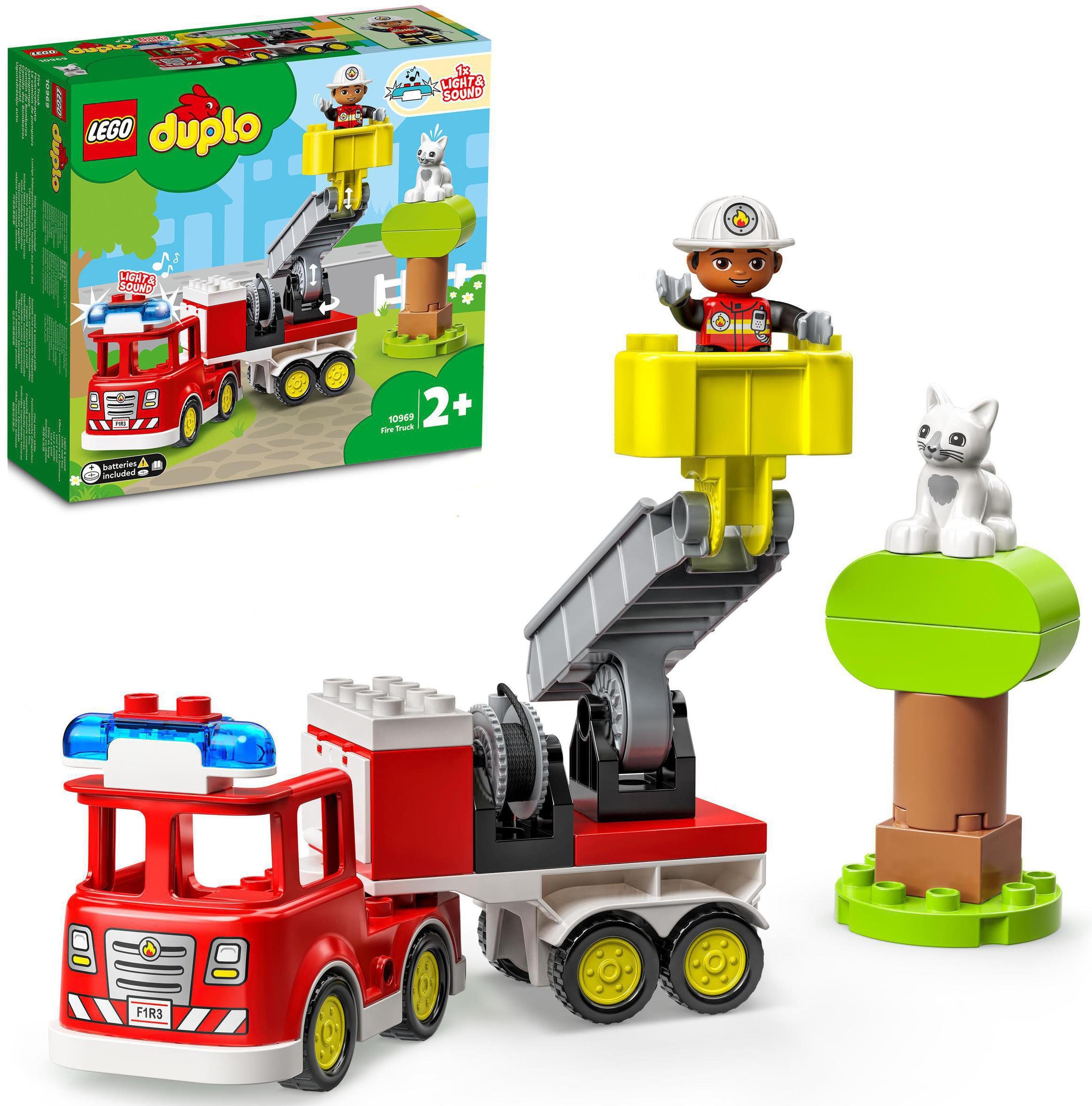mit LEGO® in Licht; Konstruktionsspielsteine LEGO® 21 und Made Europe, Mit (10969), St), DUPLO, Feuerwehrauto Sirene (21 Teilen