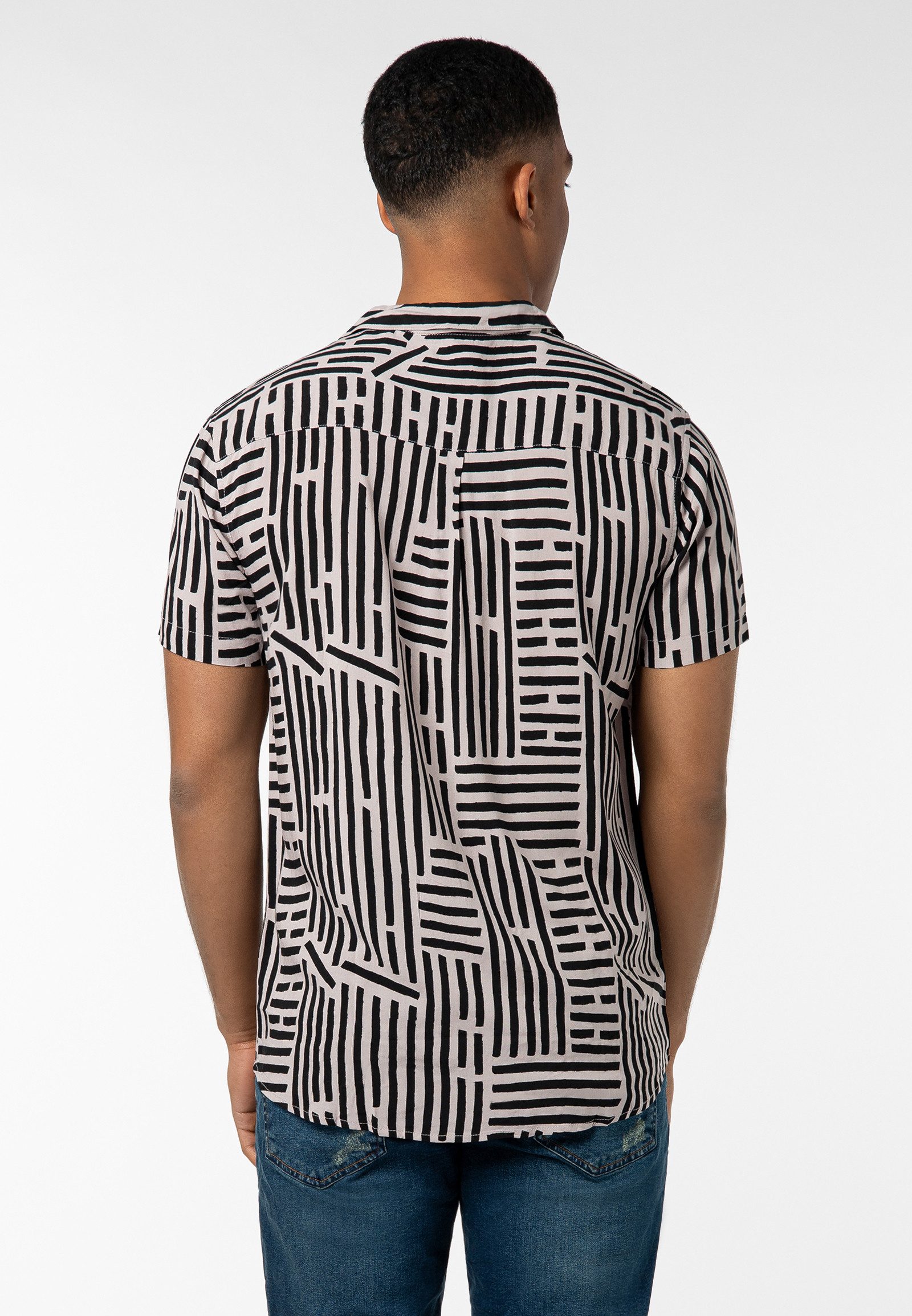 Urban Surface Kurzarmhemd Herren Freizeithemd Allover-Print günstig online kaufen