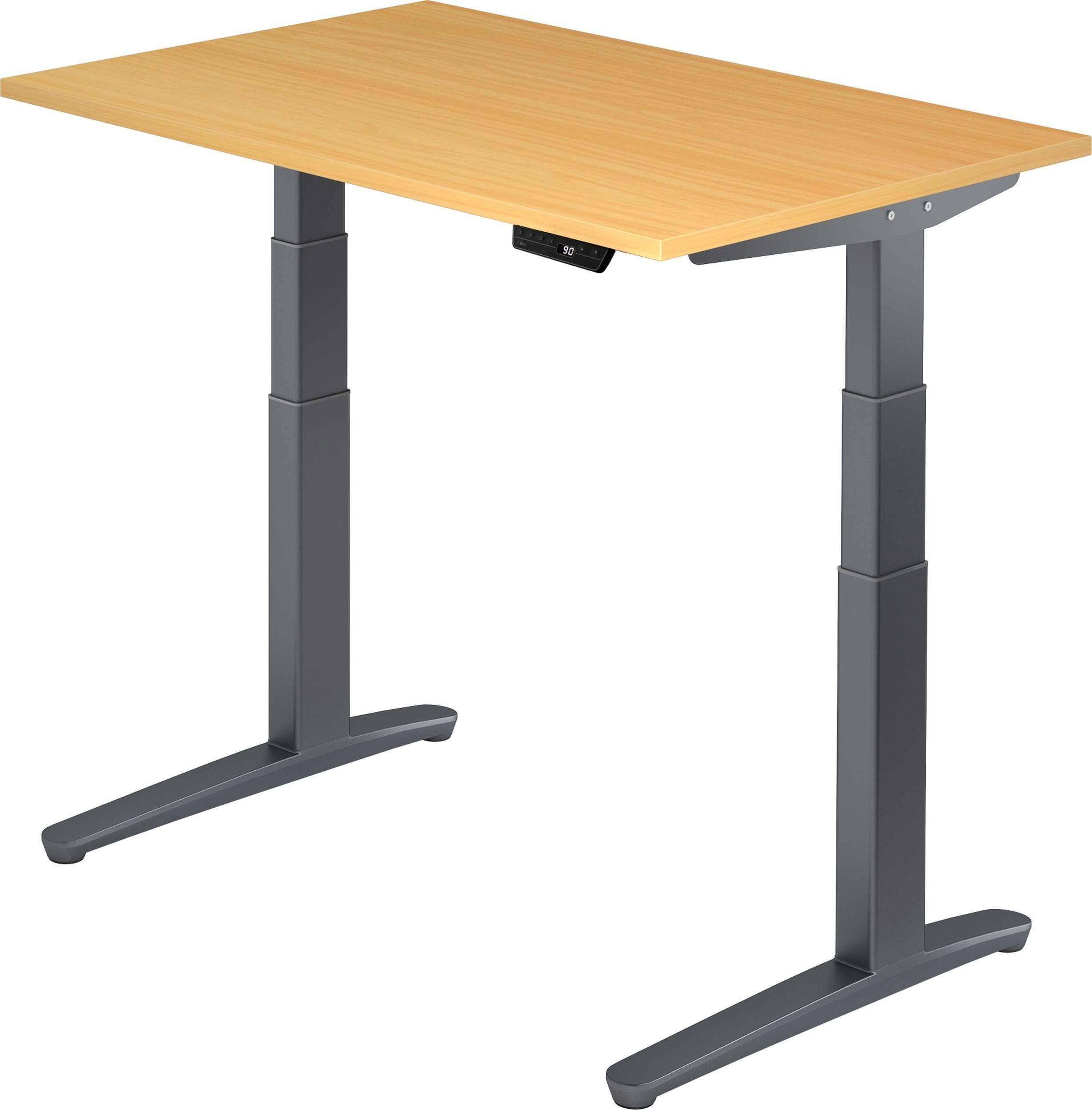 bümö Schreibtisch Schreibtisch elektrisch XBHM, Rechteck: 120 x 80 cm - Dekor: Buche - Gestell: Graphit | Schreibtische