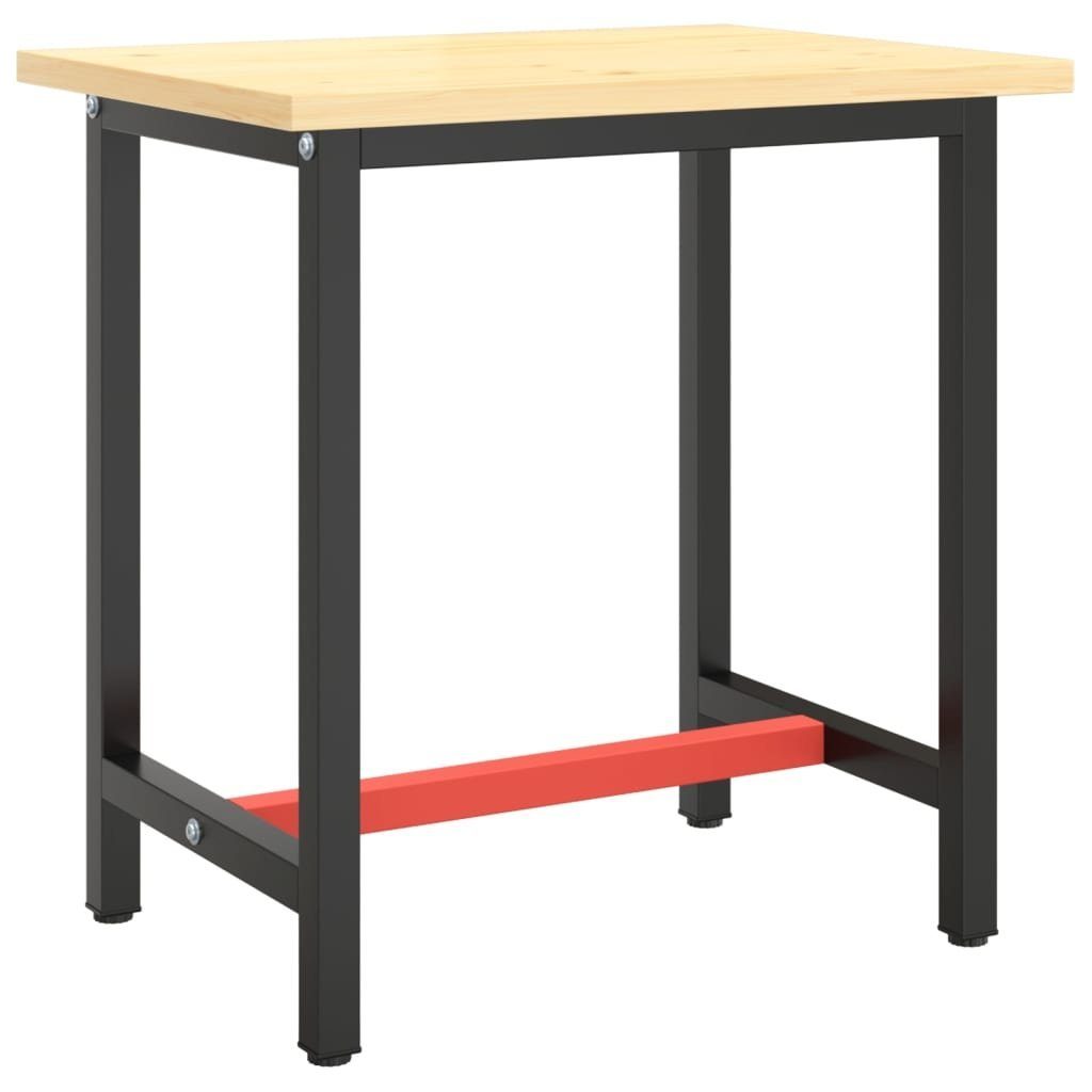 vidaXL Tischbein Werkbankgestell Mattschwarz und Mattrot 70x50x79 cm Metall
