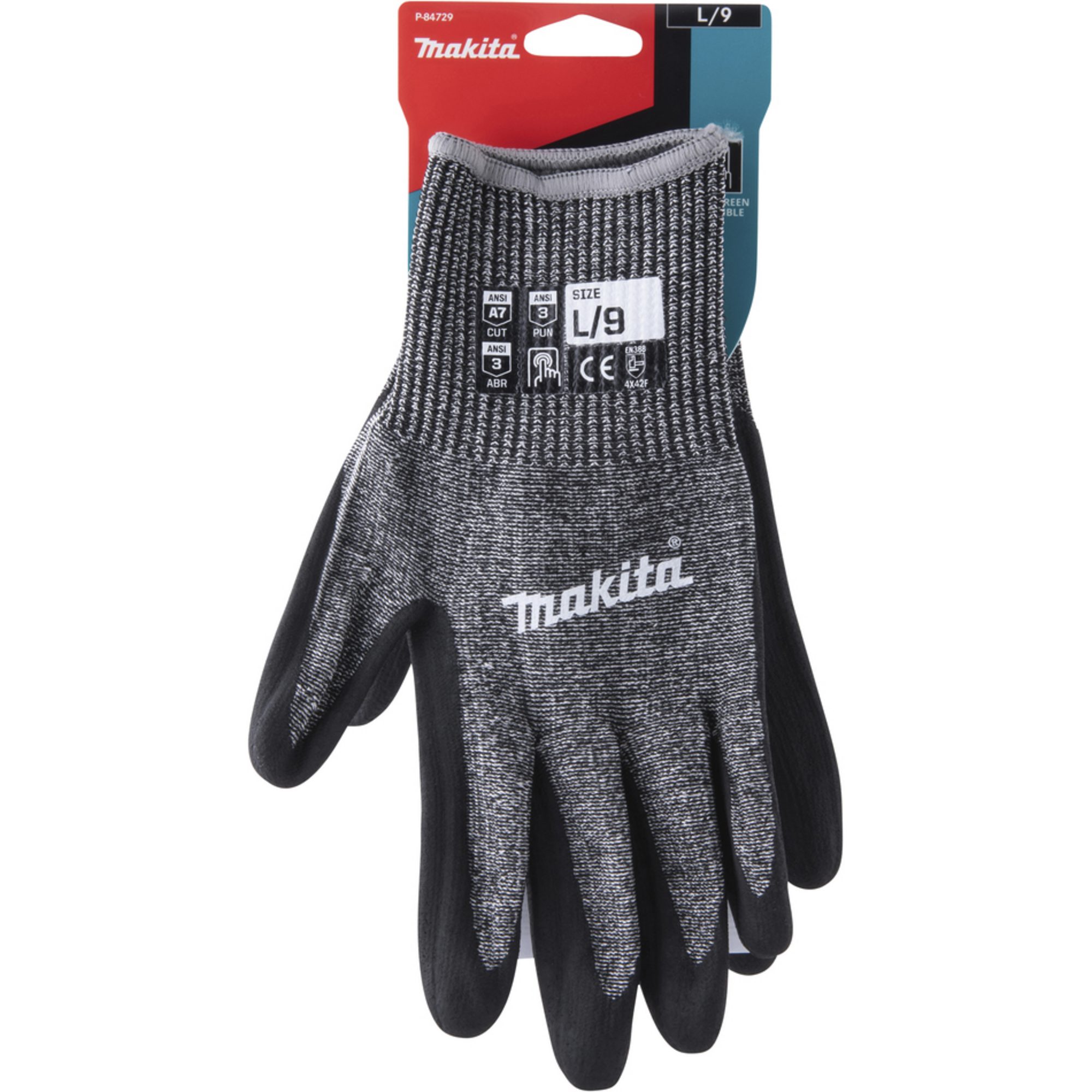 Makita Arbeitshandschuhe Makita Arbeitshandschuhe P-84729, Gr. L (9), Schnittfestigkeit F/7