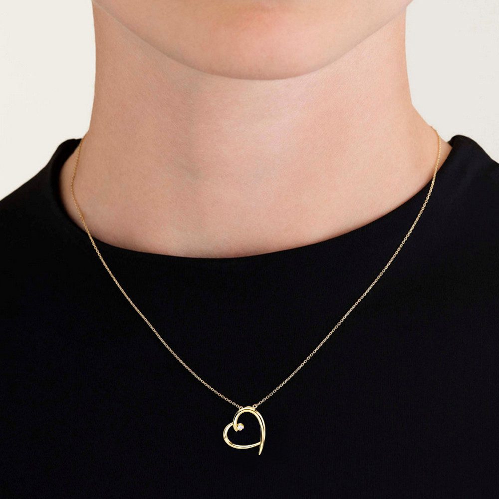 Limana Herzkette Halskette Damen Silber 925 gold Kette mit Herz-Anhänger Fr günstig online kaufen