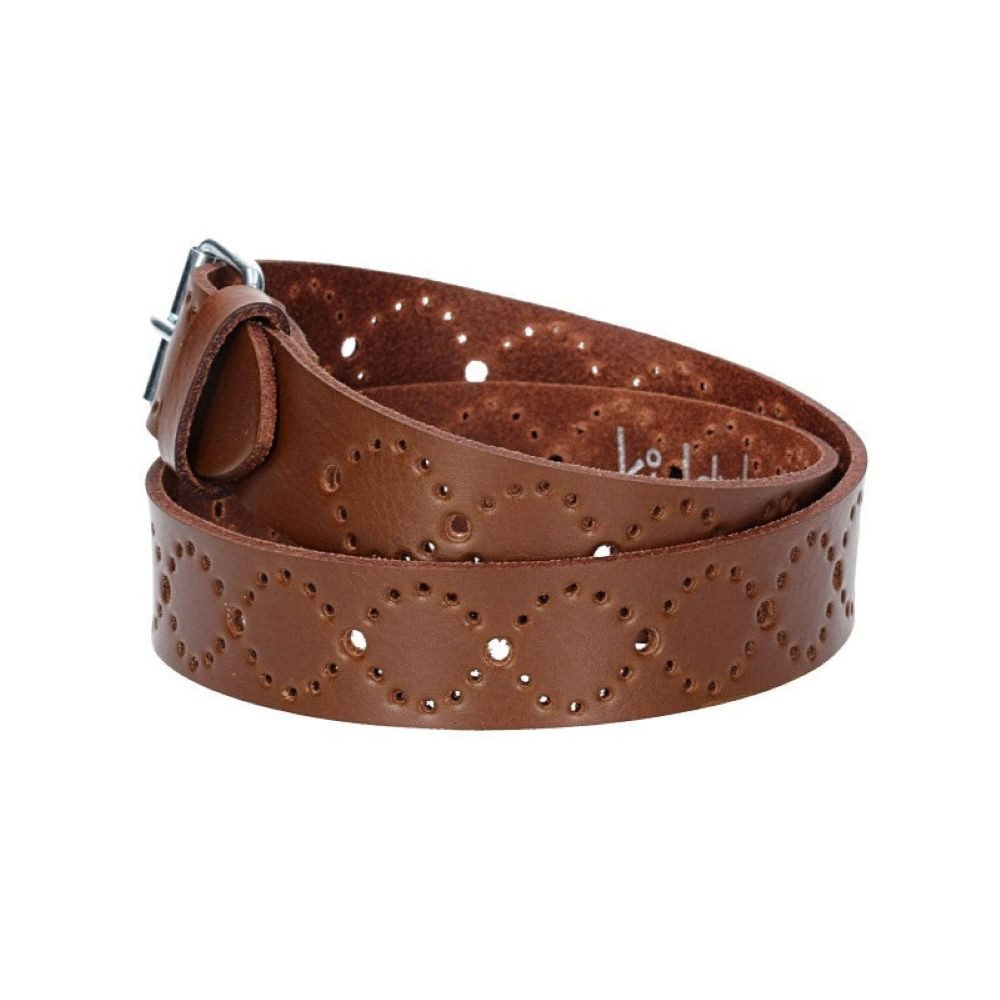 kiddybelts Ledergürtel Kids 25mm in Cognac mit Lochmuster und Rollschließe in Silber (KB17-640, 1-St) sehr weiches Vollrindleder