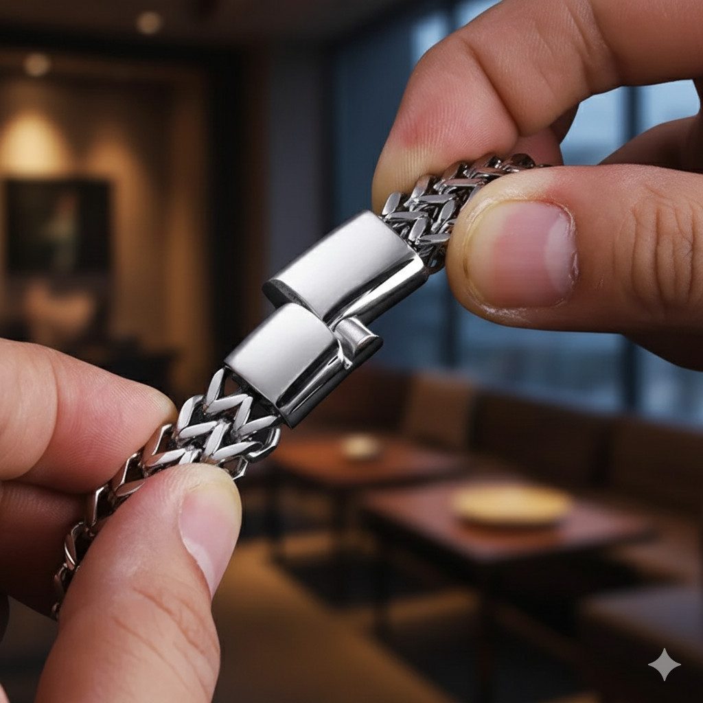 Taffstyle Armband Edelstahl Armband 8mm magnetischer Verschluss Fuchsschwanz (Geometrisch gewebtes Armband aus Chirurgenstahl mit Magnetverschluss), Ideal für den Alltag, Business und besondere Anlässe