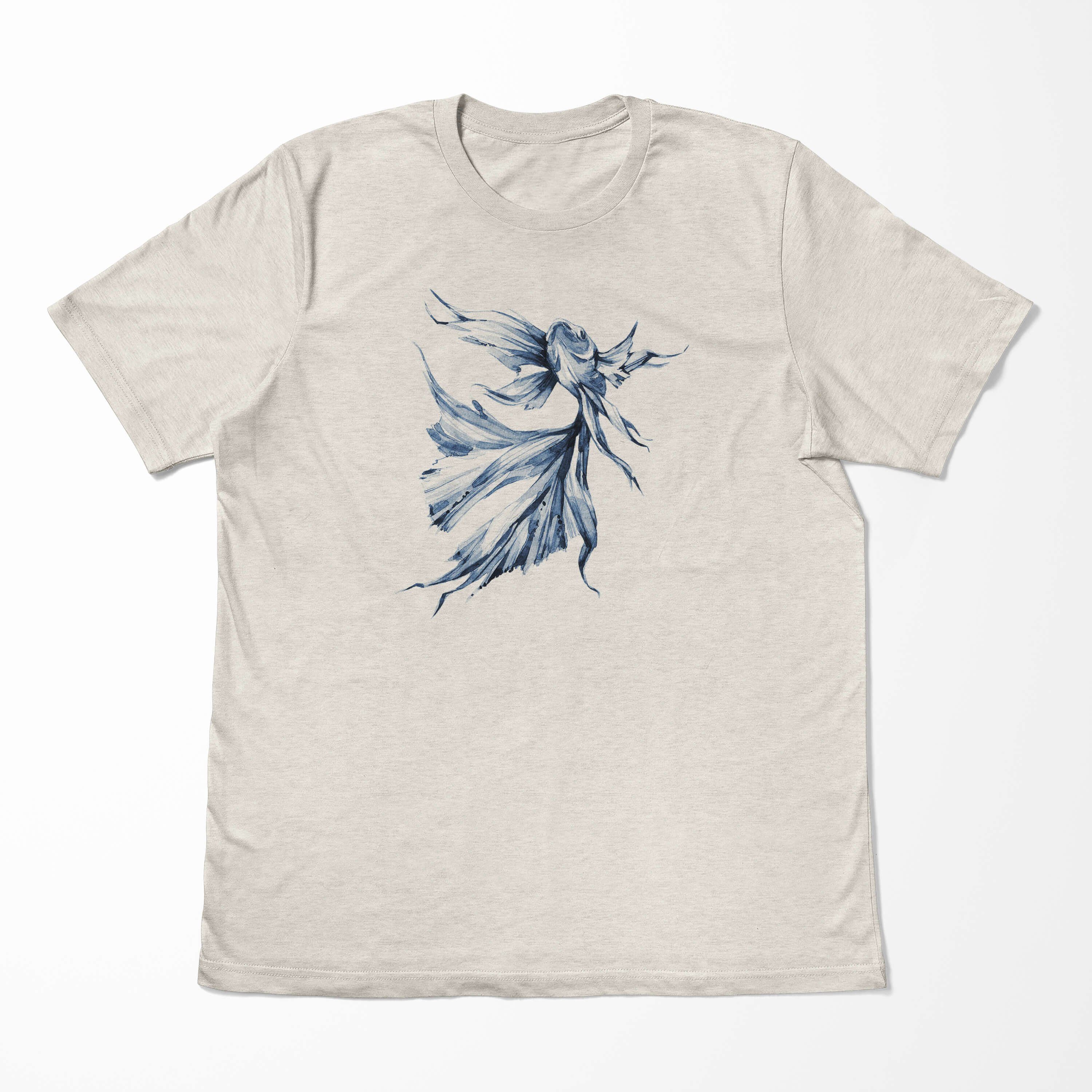 Kampffisch gekämmte a Shirt Motiv Bio-Baumwolle Wasserfarben Ökomode T-Shirt T-Shirt 100% Art (1-tlg) Nachhaltig Herren Sinus