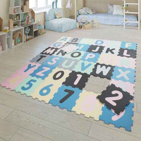 Kinderteppich Spielmatte Puzzlematte Kindermatte Schaumstoff Buchstaben Zahlen, TT Home, rechteckig, Höhe: 0 mm