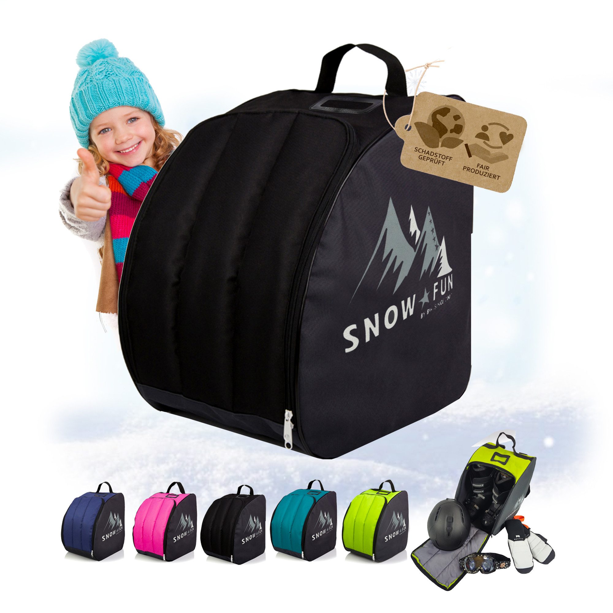 Skitasche Kinder Skischuhtasche Skistiefeltasche integrierte Standfläche