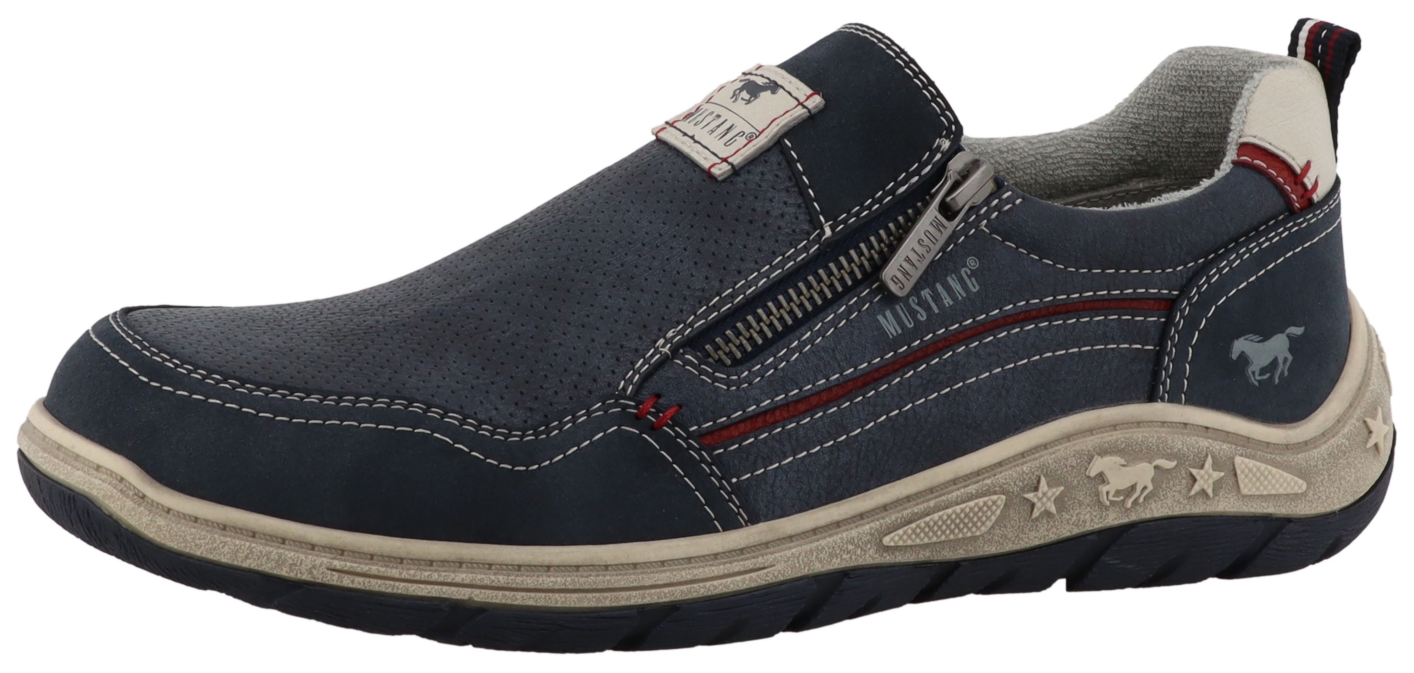 Mustang Shoes Benedetto Slipper Freizeitschuh, Halbschuh, Slipper mit seitlichem Reißverschluss