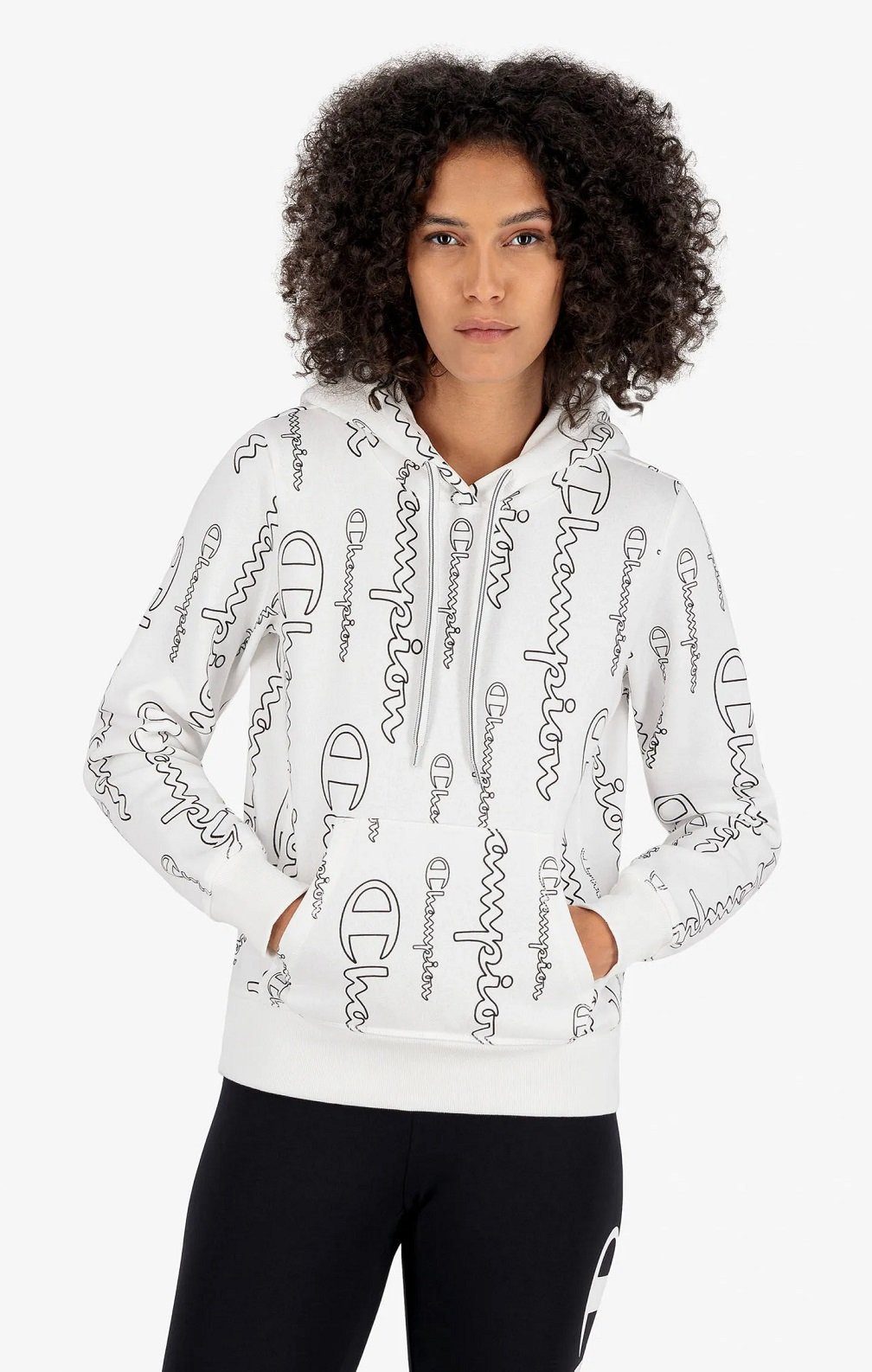 Champion Kapuzenpullover (Hoodie) American Classic Graphic Logo Schriftzug weiss Damen