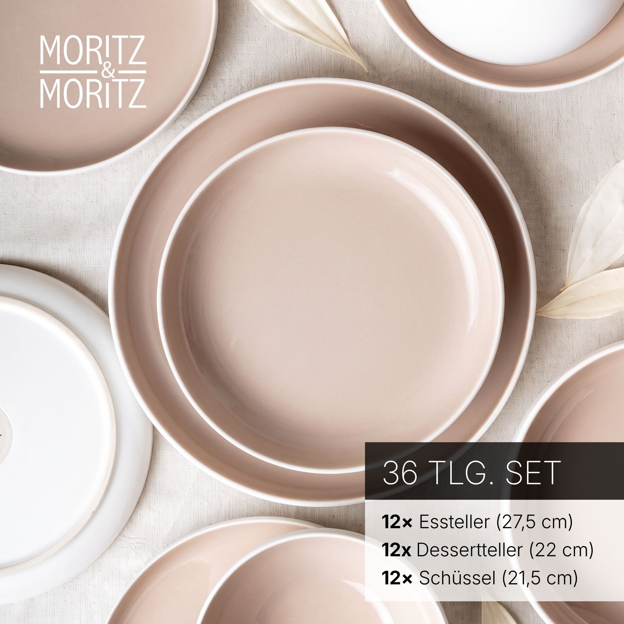 Moritz & Moritz Geschirr-Set CAVO Geschirrset Almond (36-tlg), 12 Personen, Steinzeug, für 12 Personen aus Steinzeug – Bild 3 von 5