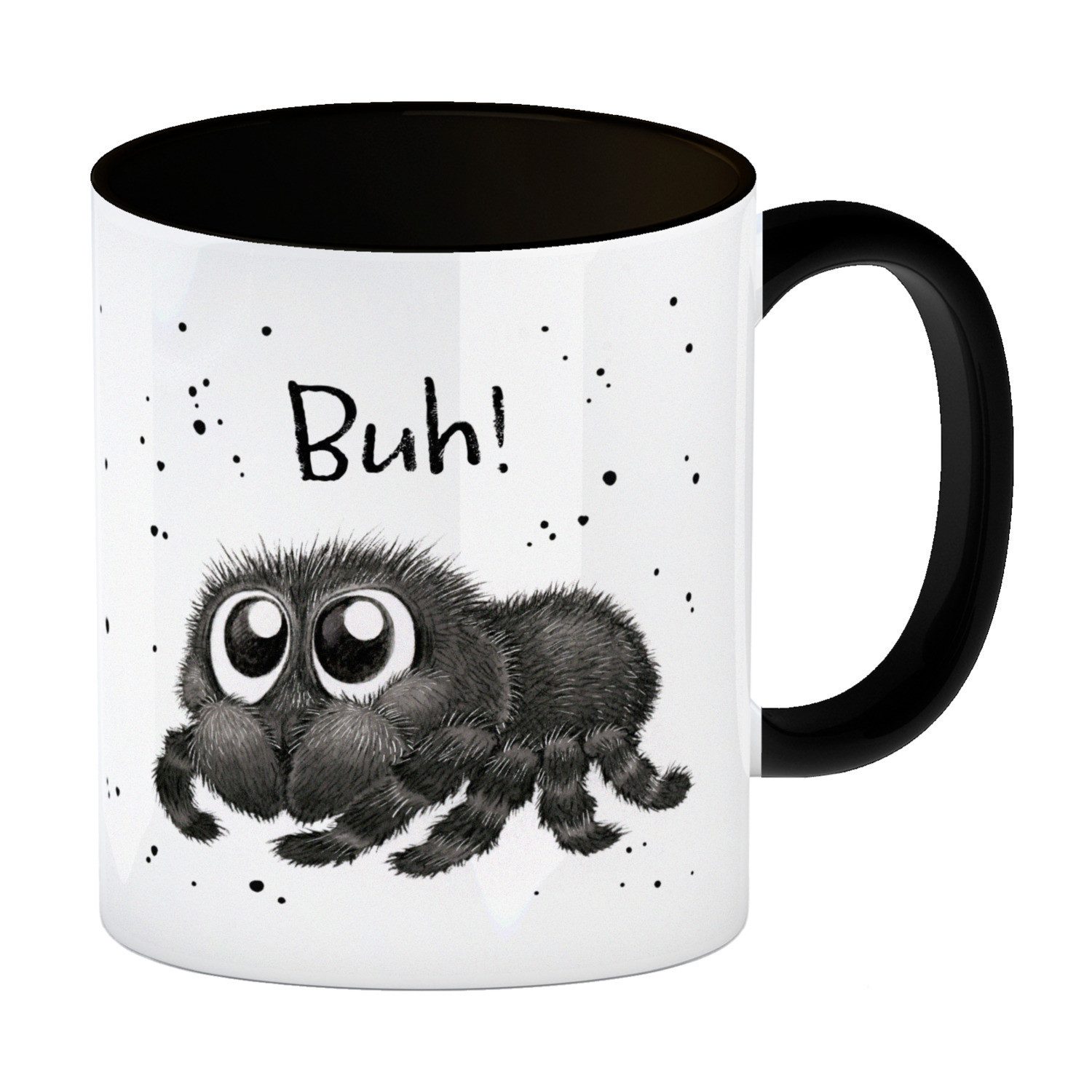 speecheese Tasse Buh! Flauschige Spinne Kaffeebecher in schwarz