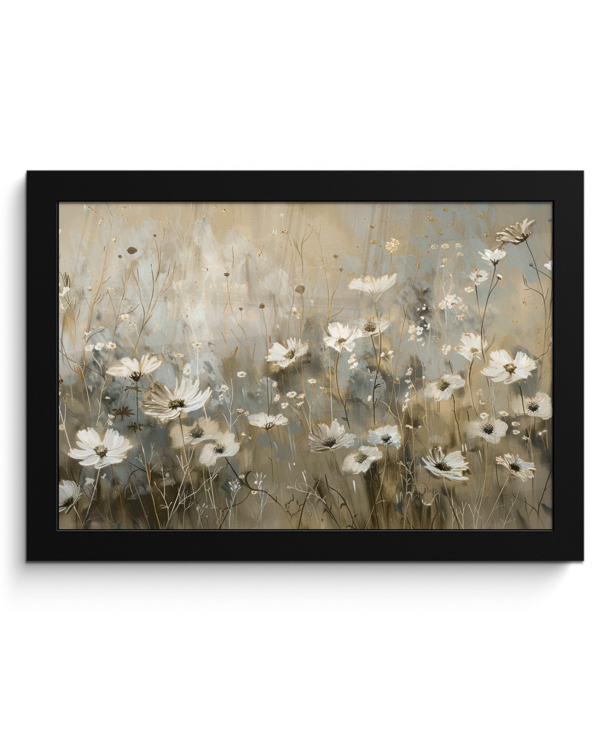 MuchoWow Poster Blumen - Weiß - Natur - Grau - Modern, (1 St), Wandbilder, Deko Wohnzimmer Schlafzimmer, 30x20 cm