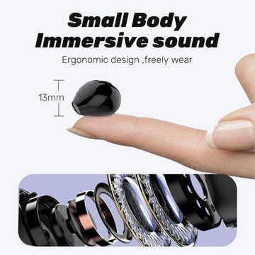 Xmenha Universelle Kompatibilität mit allen Bluetooth In-Ear-Kopfhörer (Unsichtbares Mini-Design für ungestörten Schlaf oder Musikgenuss. Komfortable Passform, auch beim Liegen auf der Seite., Kompaktes,Klarer Sound 24 Std.Akkulaufzeit Perfekt für Schlaf & Musik)