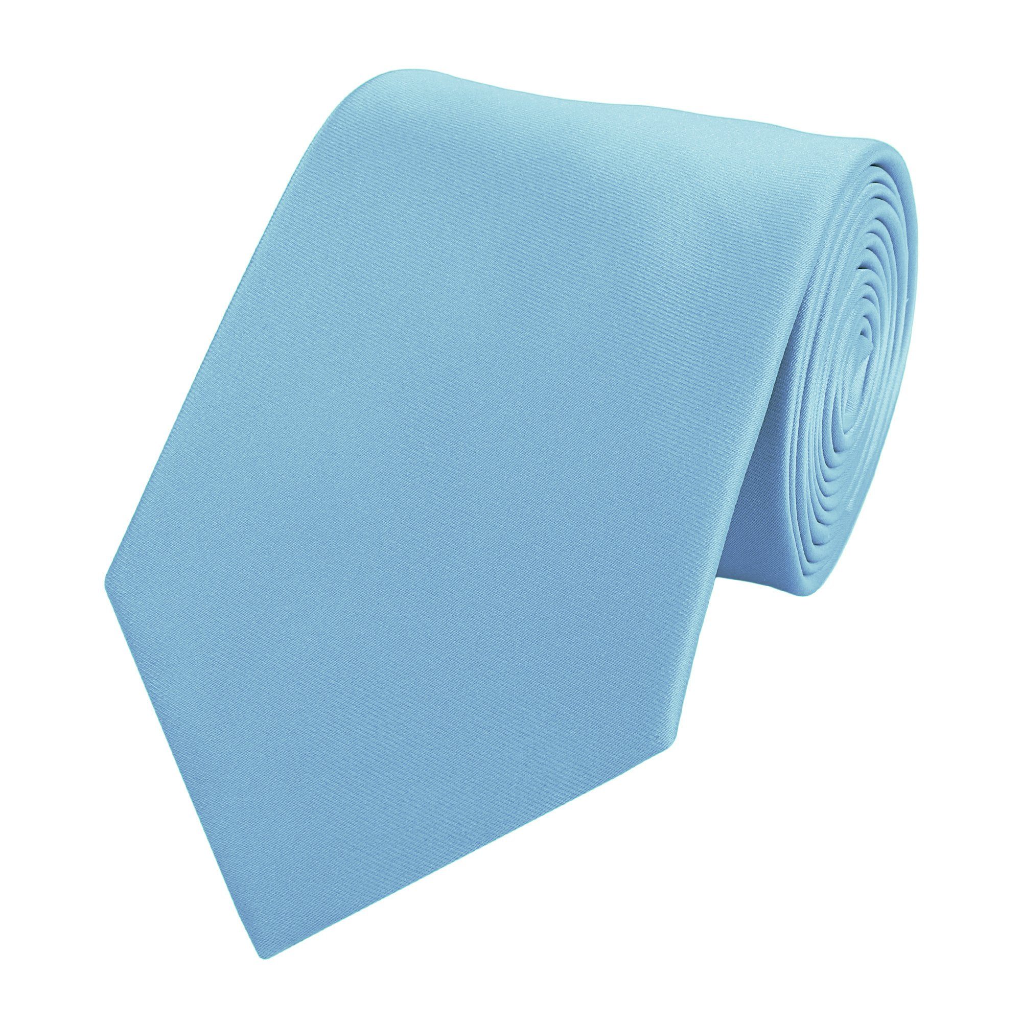 Fabio Farini Krawatte Herren Krawatten Blautöne - klassische Männer Schlipse in 8cm Breite (ohne Box, 1-St., Unifarben) Breit (8cm), Hellblau Himmelblau Uni Einfarbig - Uranus