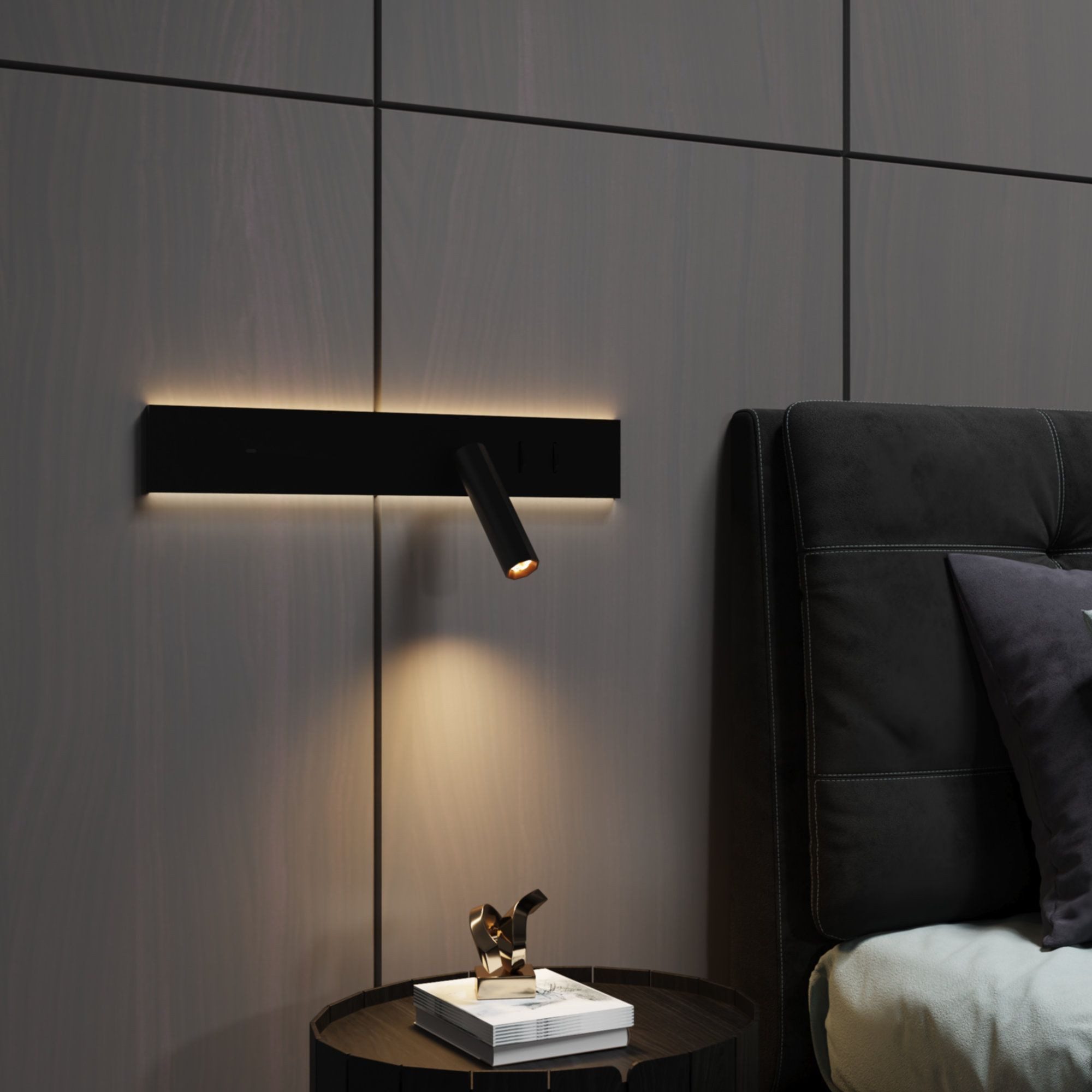 kalb Bettleuchte Avay Bettleuchte USB-C LED Wandlampe flex. Leselicht Lademöglichkeit, Linke Seite