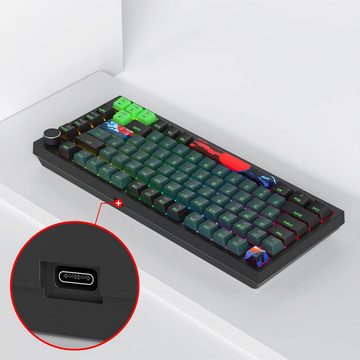 SOLIDEE RGB-Hintergrundbeleuchtung Gaming-Tastatur (mit Hot-Swap-Buchsen und linearen roten Schaltern, und N-Key Rollover)