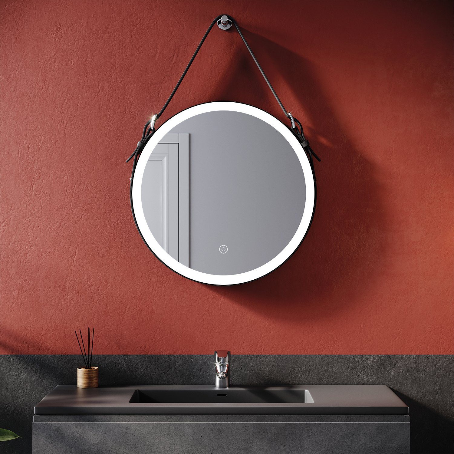 LED Badspiegel Rund  Ø 60cm Wandspiegel Touch Badezimmerspiegel Wandspiegel Rund 