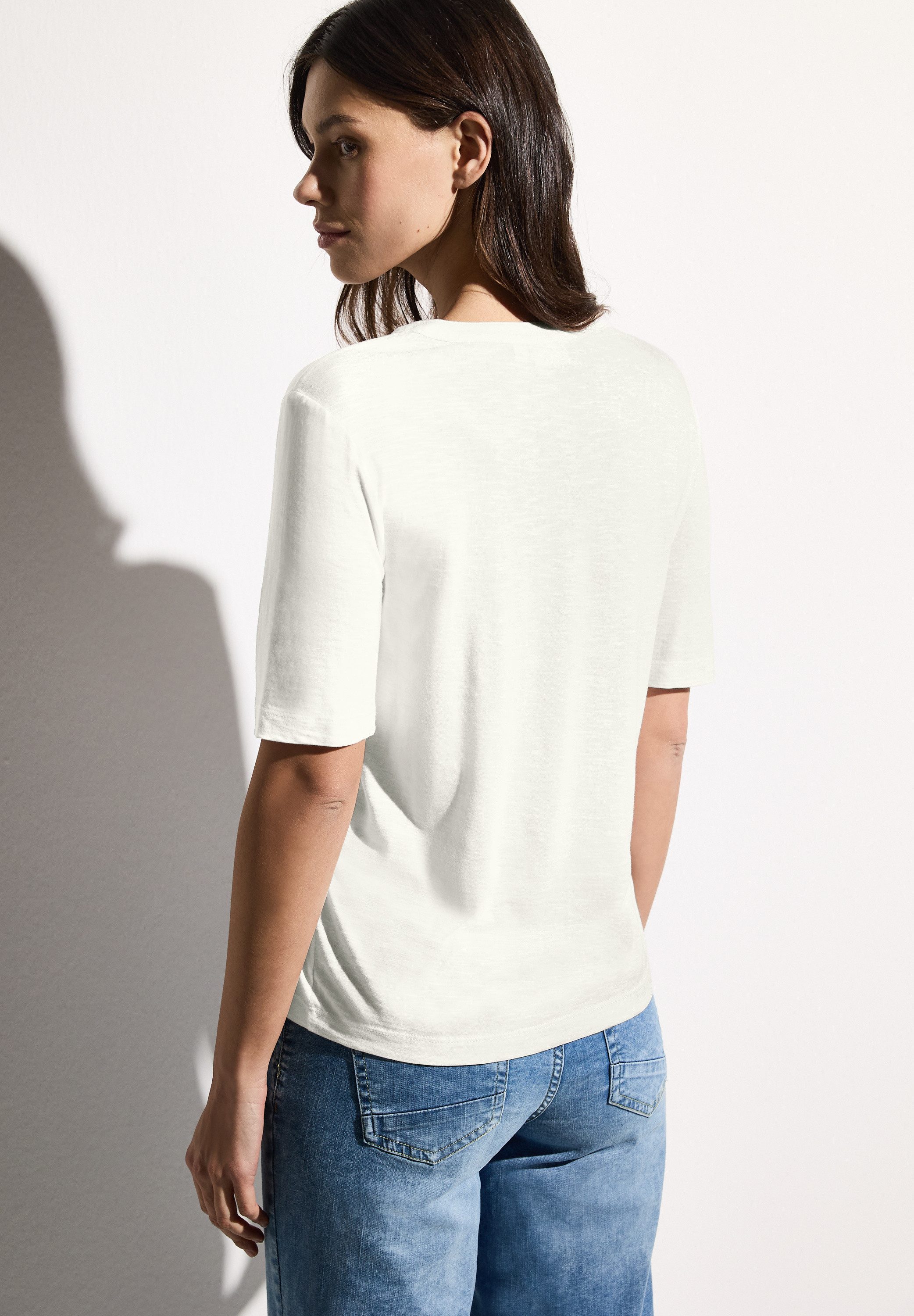 CECIL T-Shirt mit geschlitztem Rundhalsausschnitt günstig online kaufen