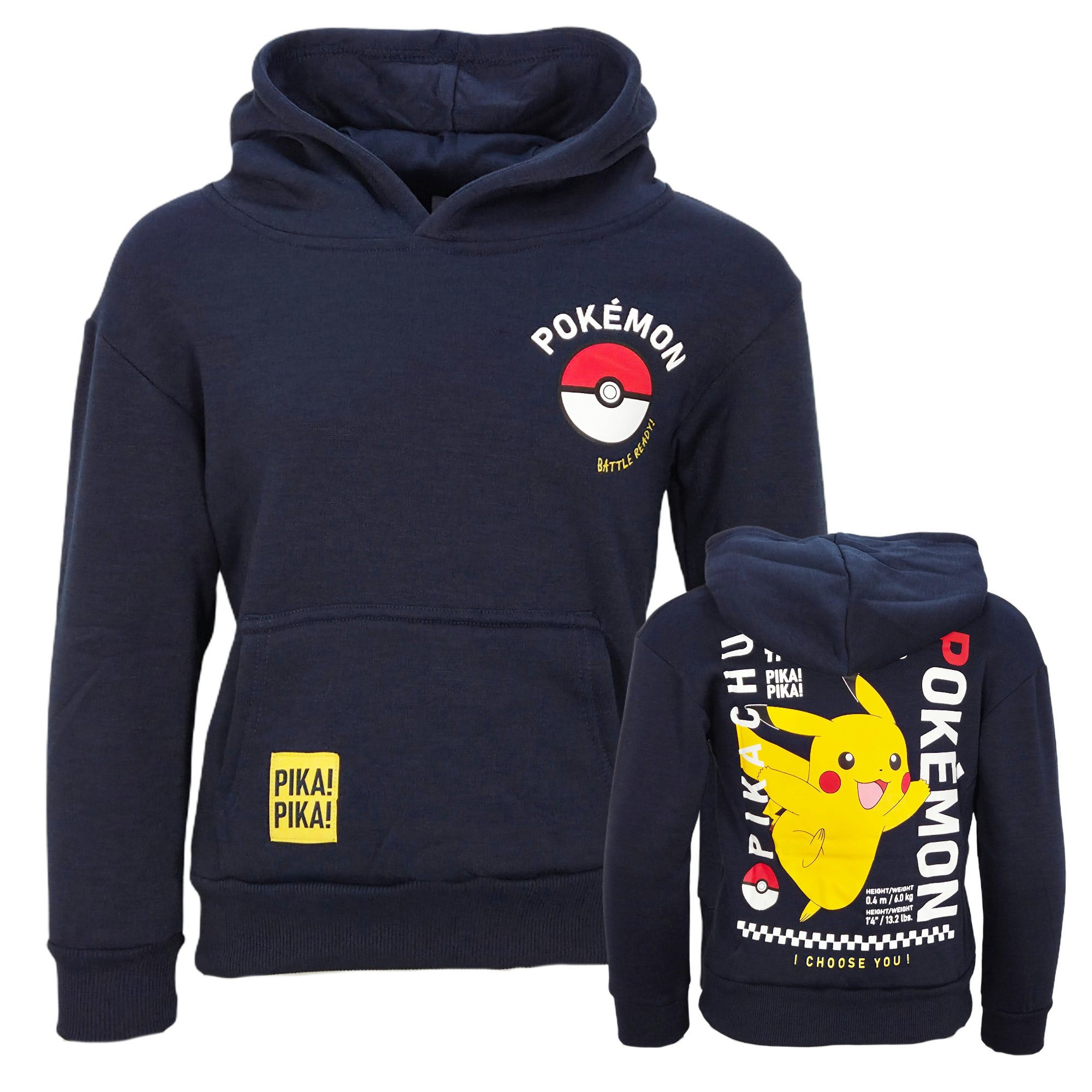 POKÉMON Kapuzenpullover Pokemon Pikachu Kinder Jungen Hoodie Pulli Gr. 98 bis 128