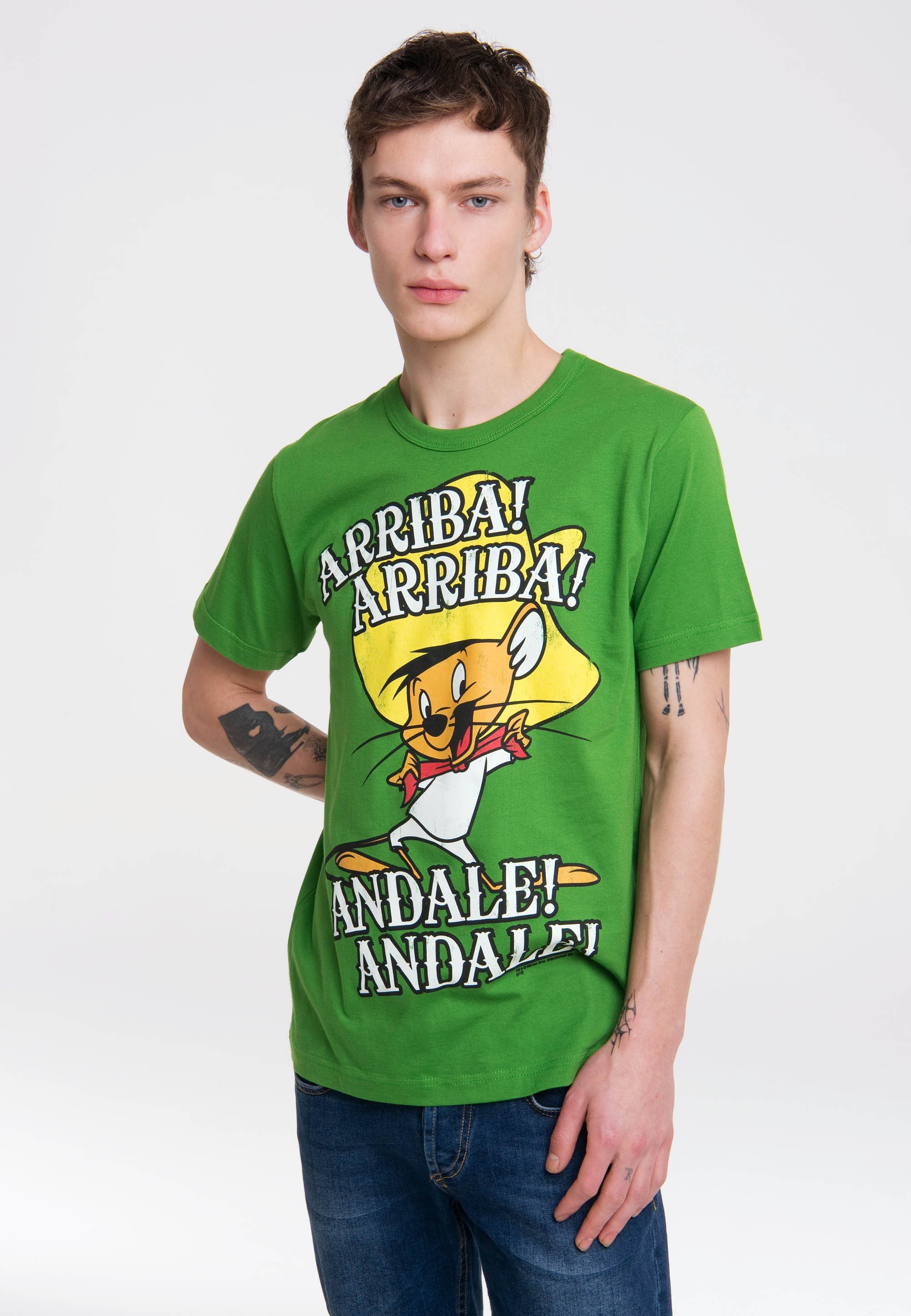 LOGOSHIRT T-Shirt Speedy Gonzales mit Retro-Print hellgrün