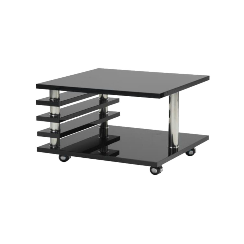 HOOZ Couchtisch Couchtisch mit Rollen 65x65cm - schwarz Hochglanz günstig online kaufen