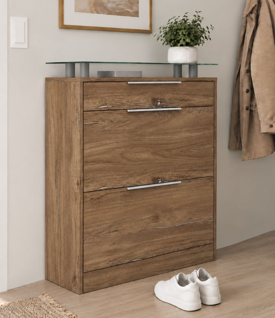 borchardt Möbel Schuhschrank Oliva Breite 89 cm, stehend, mit 2 Doppeltrommeln und 1 Schubkasten