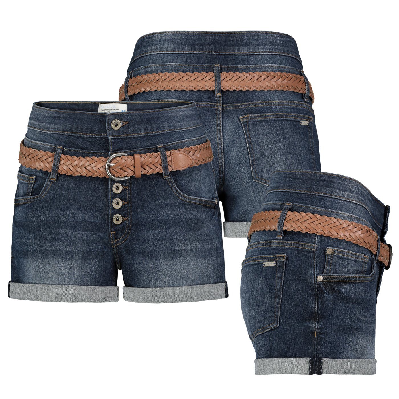 SUBLEVEL Bermudas Sublevel Jeans Shorts Bermuda Kurze Hose Short Denim Stretch Hotpants