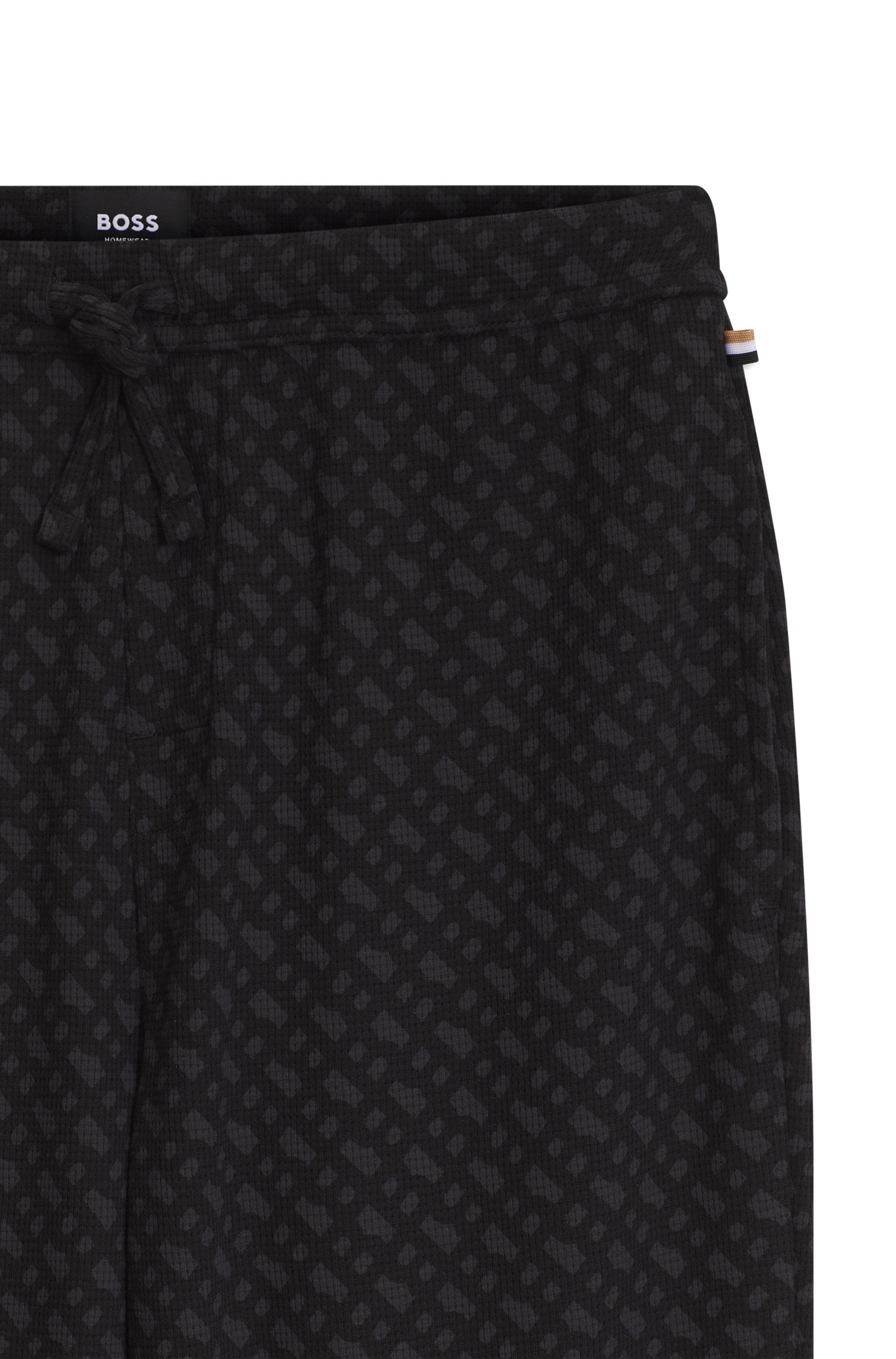 BOSS Pyjamahose Waffle AOP Pants elastischer Bund mit Kordel, Seitentaschen, Allover-Druck