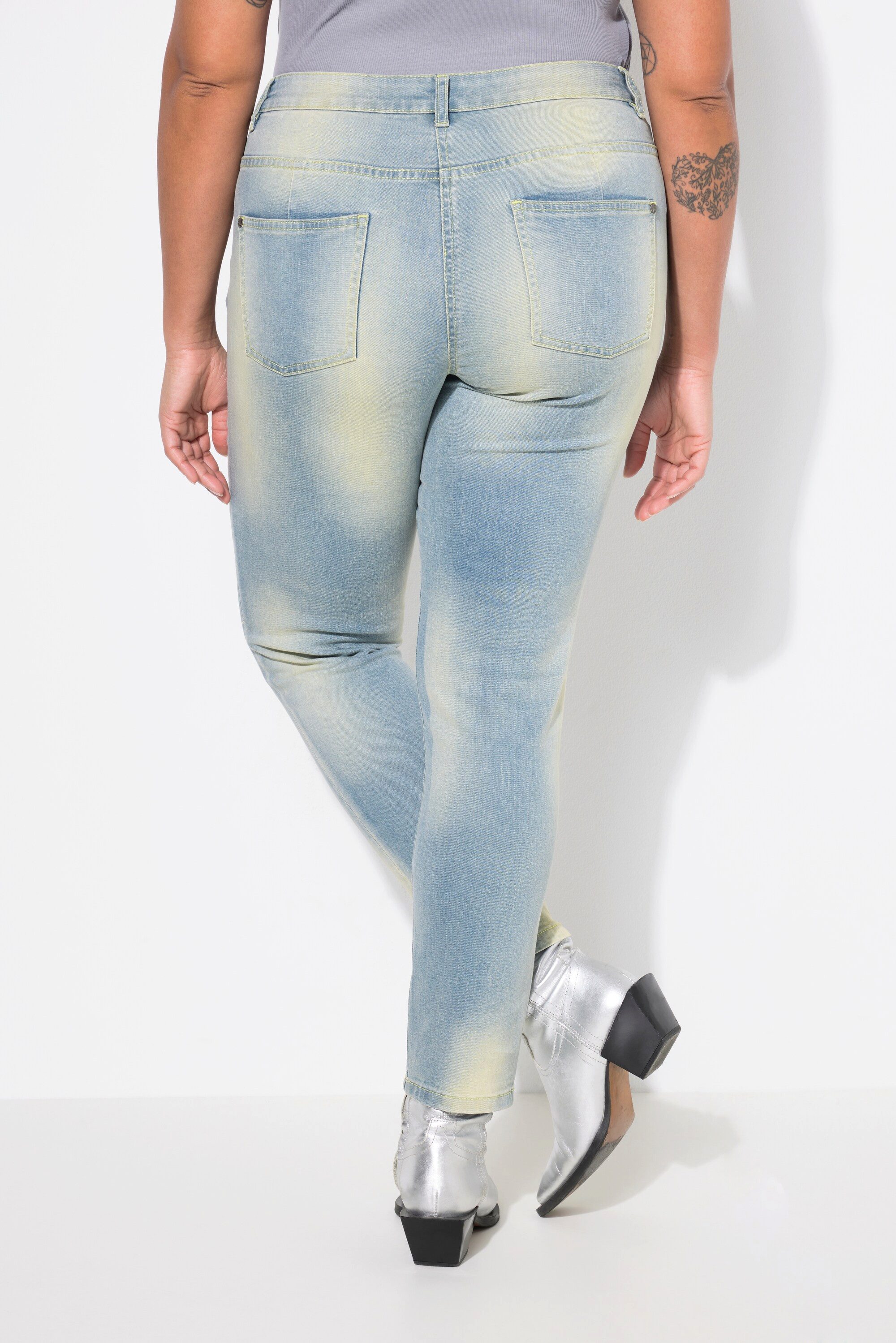 Angel of Style Röhrenjeans Jeans Emma Slim Fit destroyed beiger Denim