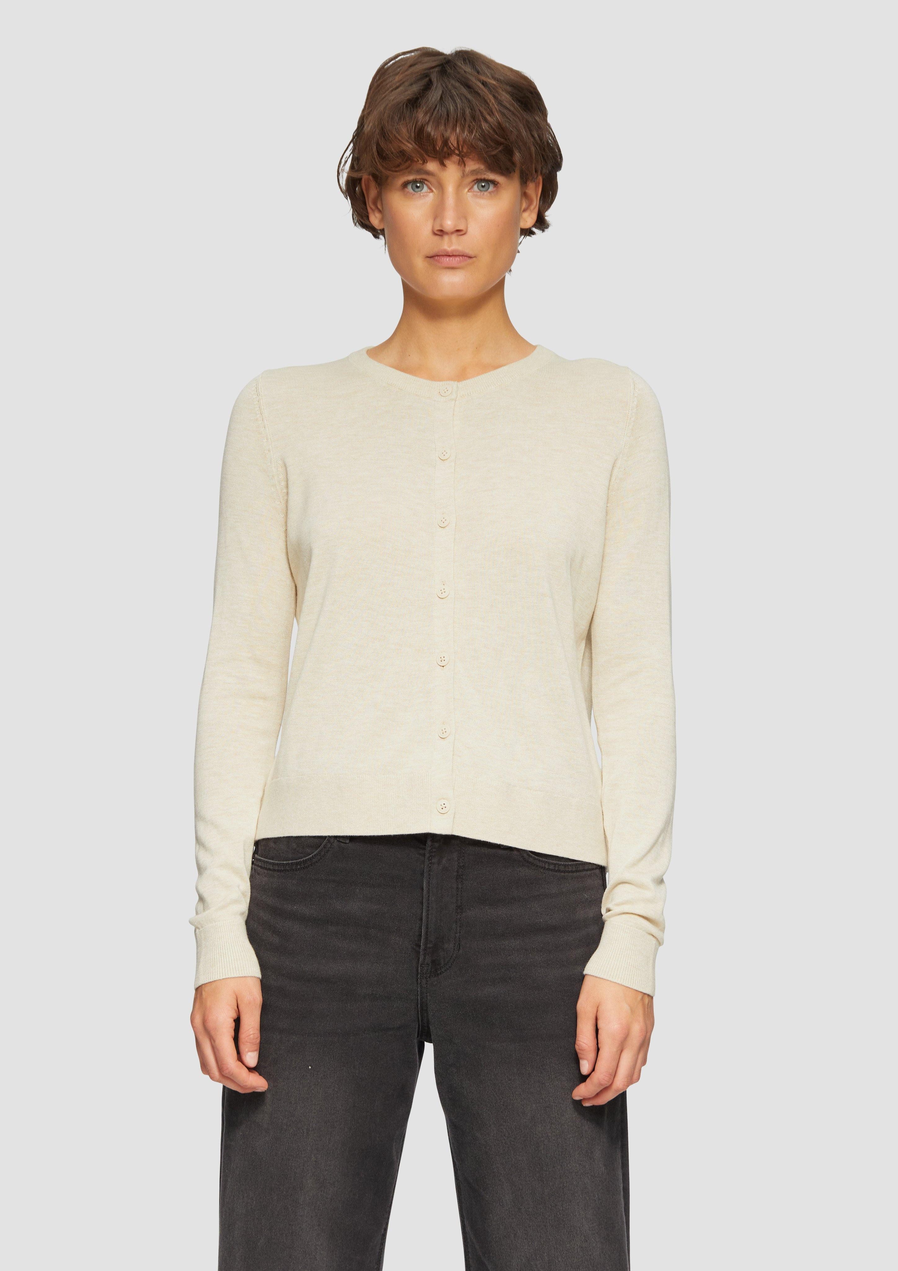 Strickjacke Rundhals-Strickjacke mit Knopfleiste