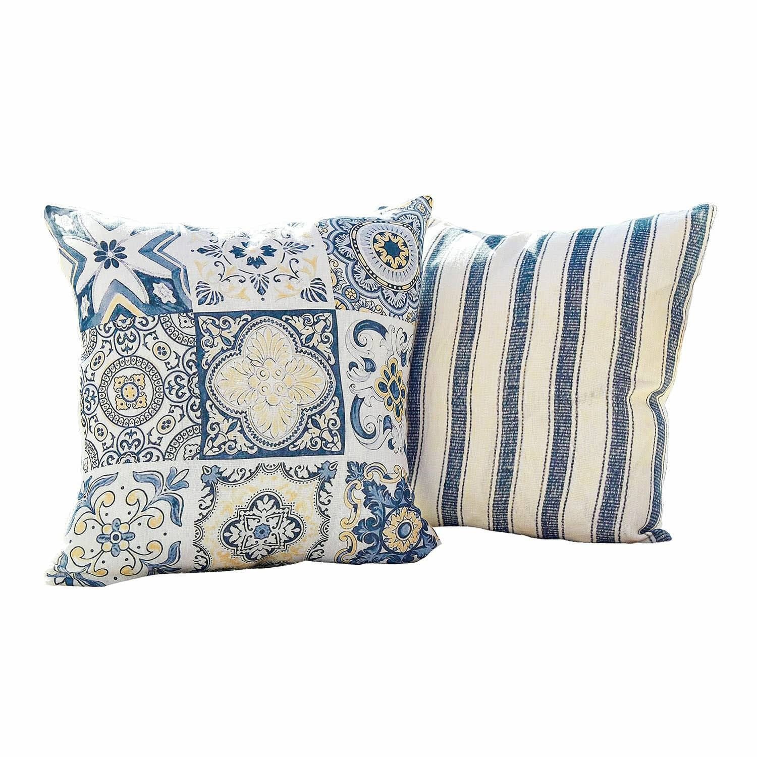 Mirabeau Kissenhülle Kissenhülle 2er Set Bourrignon blau/beige günstig online kaufen