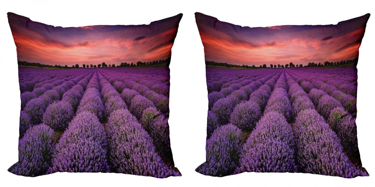 Lavendel-Feld-Sonnenuntergang Abakuhaus Dunkelviolett Doppelseitiger (2 Modern Accent Digitaldruck, Kissenbezüge Stück),