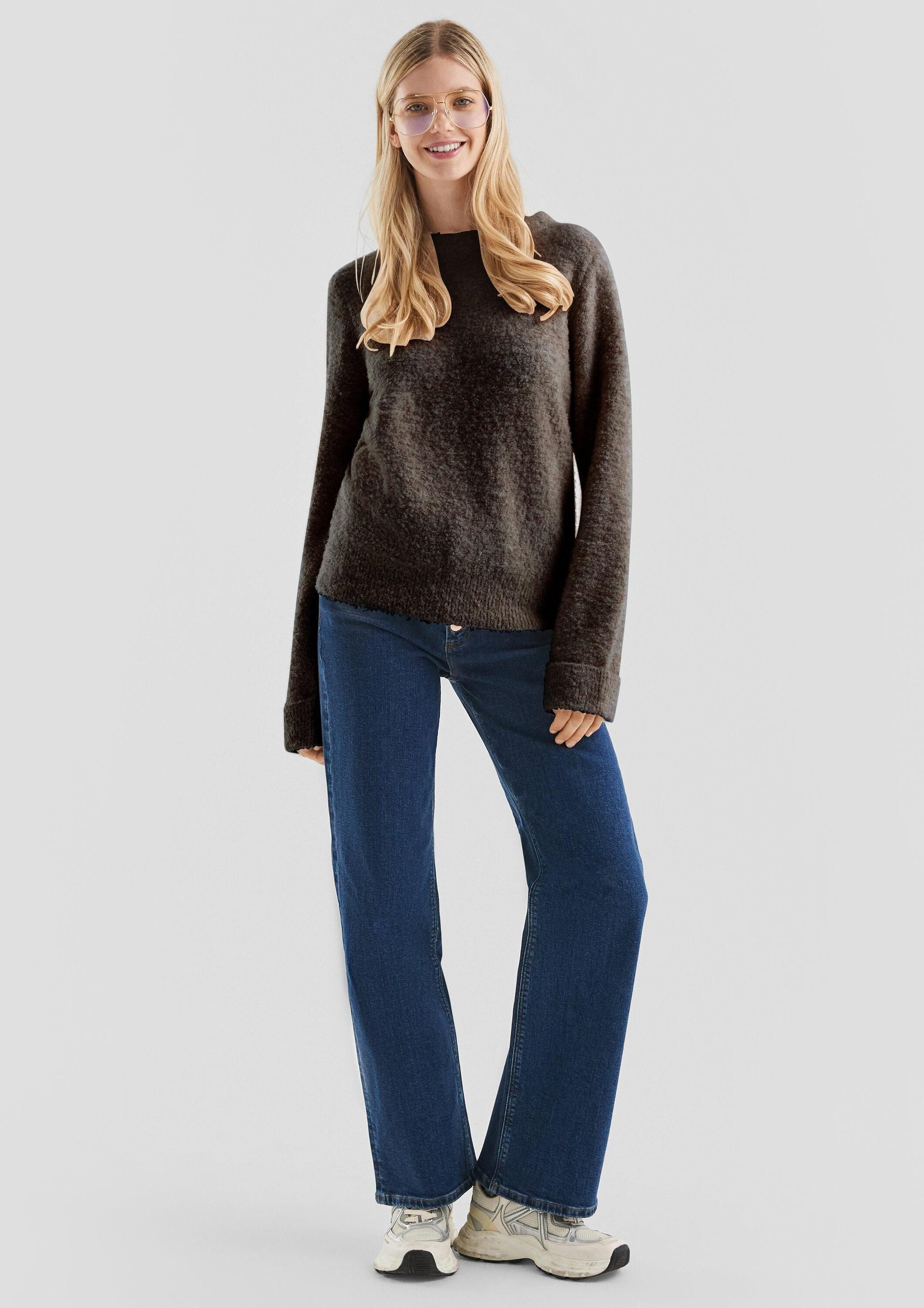 QS Longpullover Strickpullover Bouclé-Pullover