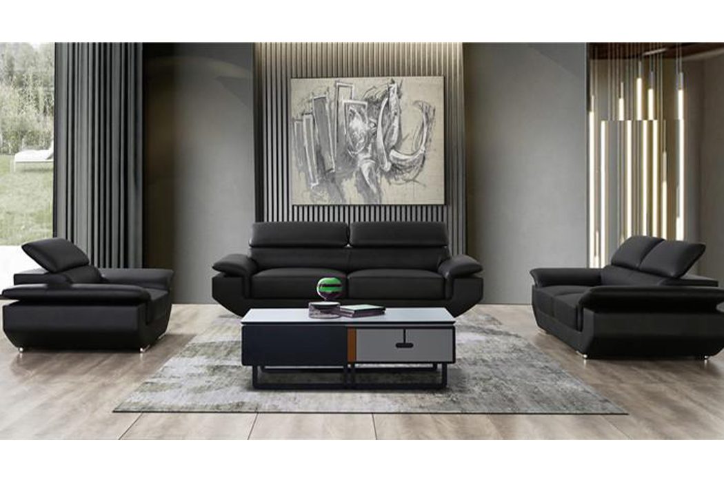 Neu, Made Schwarz Sofa Sitzer Moderne Sofagarnitur luxus 3+1+1 JVmoebel Europe Design in