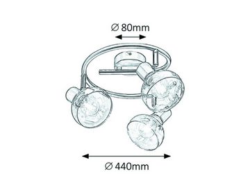 Rabalux LED Deckenspots "Holly" 3-flammig, Metall, silber, E14, B440mm