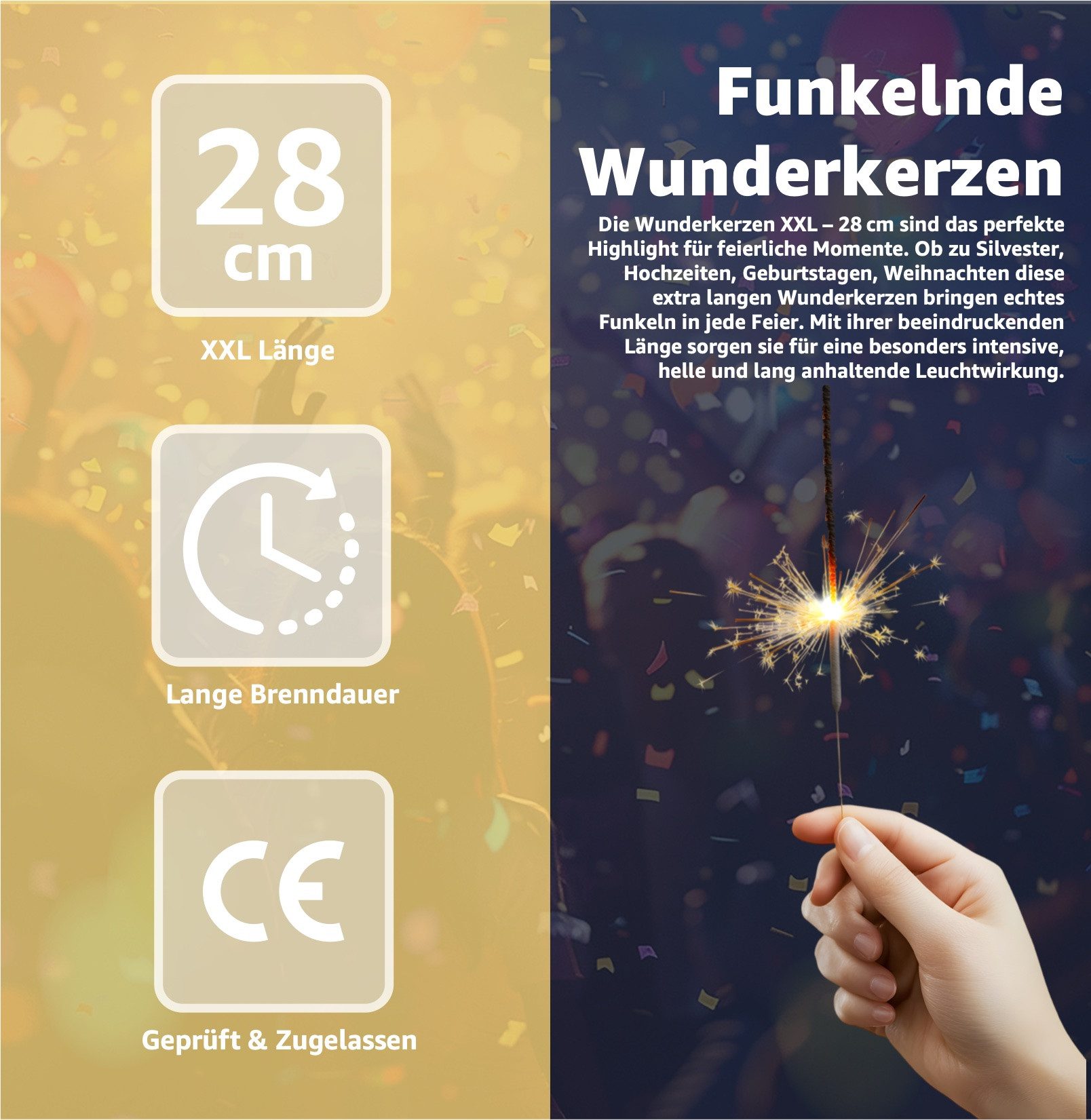 happy sparks® Geburtstagskerze Wunderkerzen 28 cm - Sternspritzer - Feuerwe günstig online kaufen