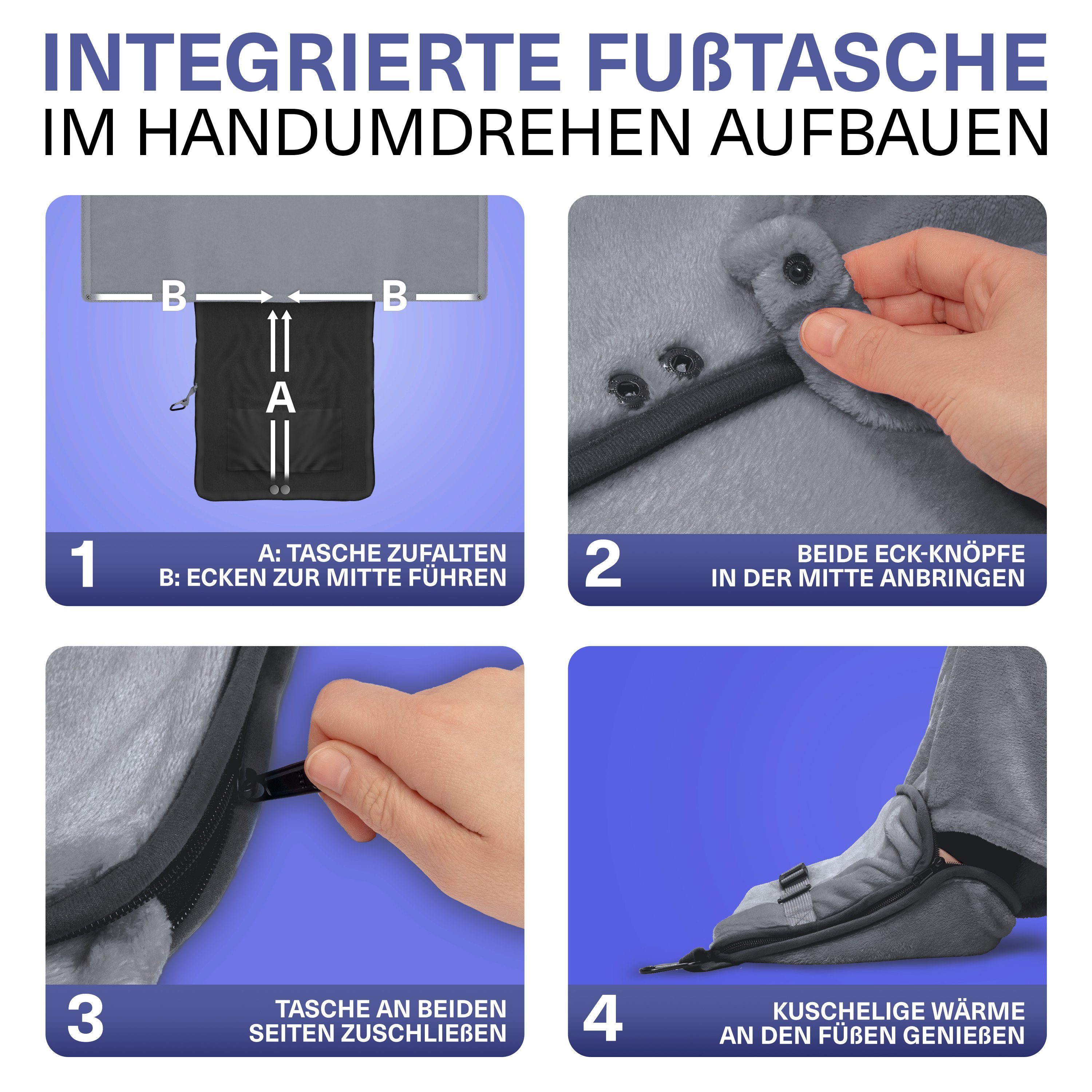 Styngard Reisekissen Toronto, 2 in 1 Verwandlungsdecke mit Fußtasche