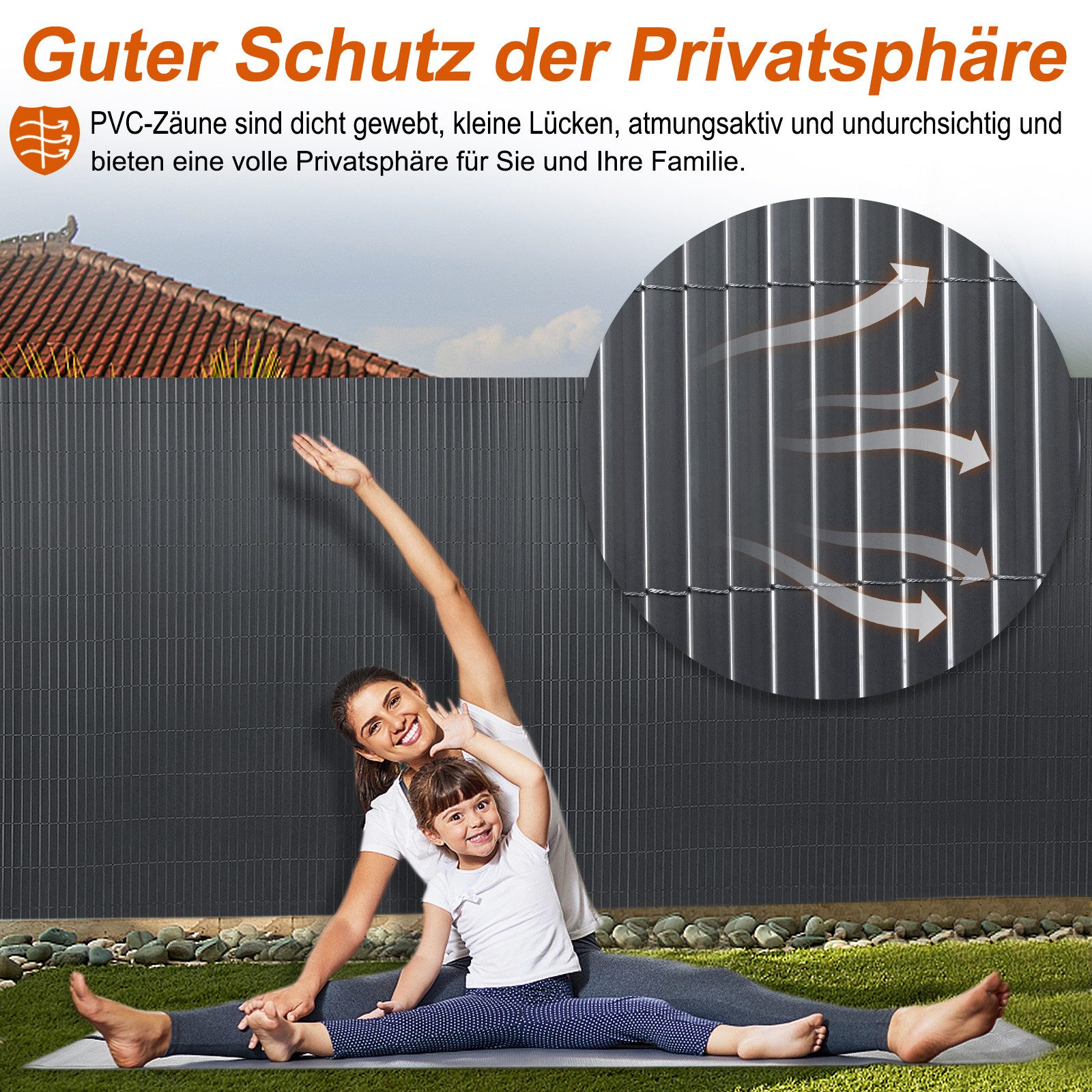 FIVMEN Sichtschutzzaunmatten PVC Sichtschutzmatte Balkon Sichtschutz Privatsphäre Sichtschutzzaun, Wetterfest Windschutz Zaun, mit Kabelbindern, für Garten, Balkon