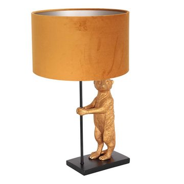 Steinhauer LIGHTING LED Tischleuchte, Tischleuchte Beistellleuchte Schirmlampe Erdmännchen gold Textil