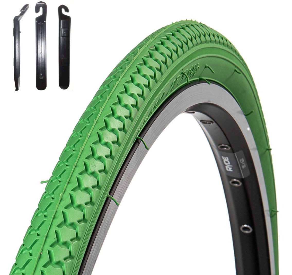 maxxi4you Fahrradreifen 1 x Roverstone Fahrradreifen 37-630 (27 x 1 3/8) Grün inkl Reifenheber