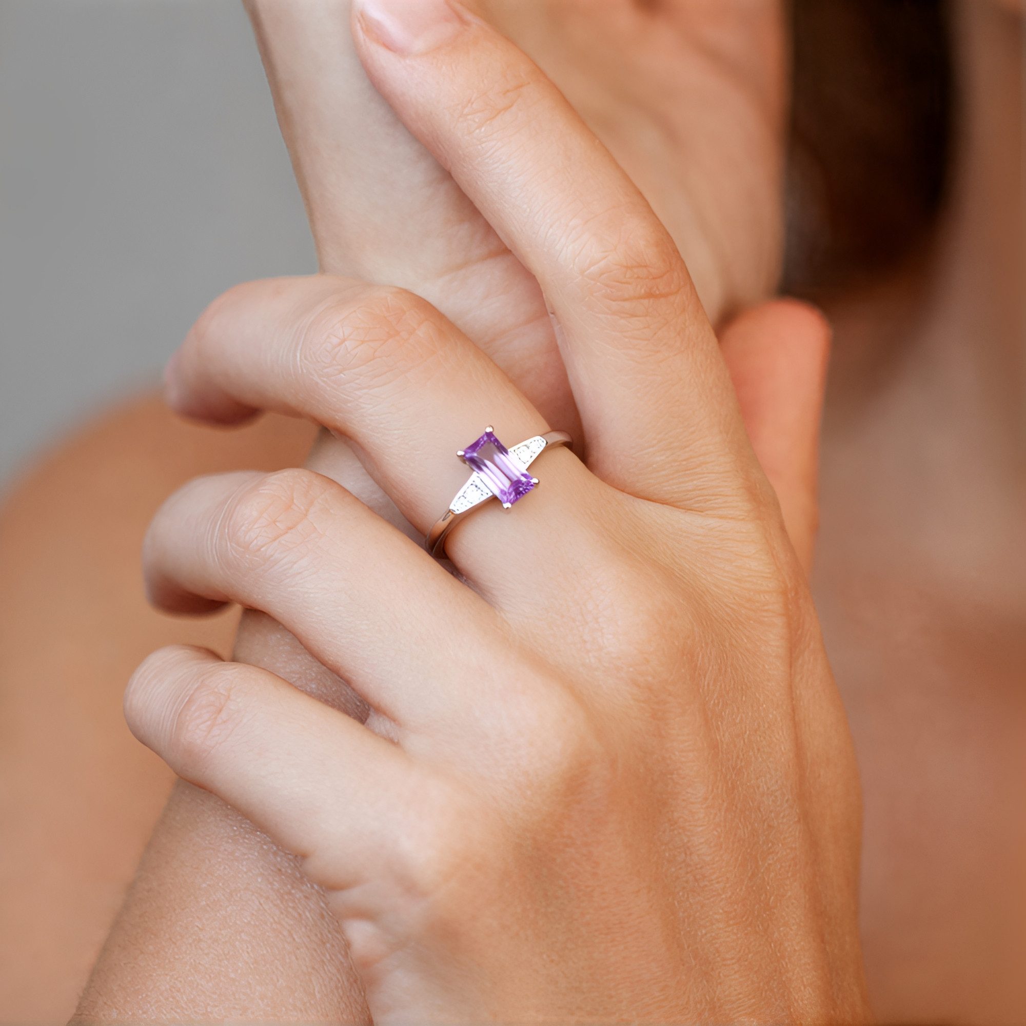 Cavill Silberring Lavendel-Amethyst Ring 0,78 ct Zirkon 925er Silber platti günstig online kaufen