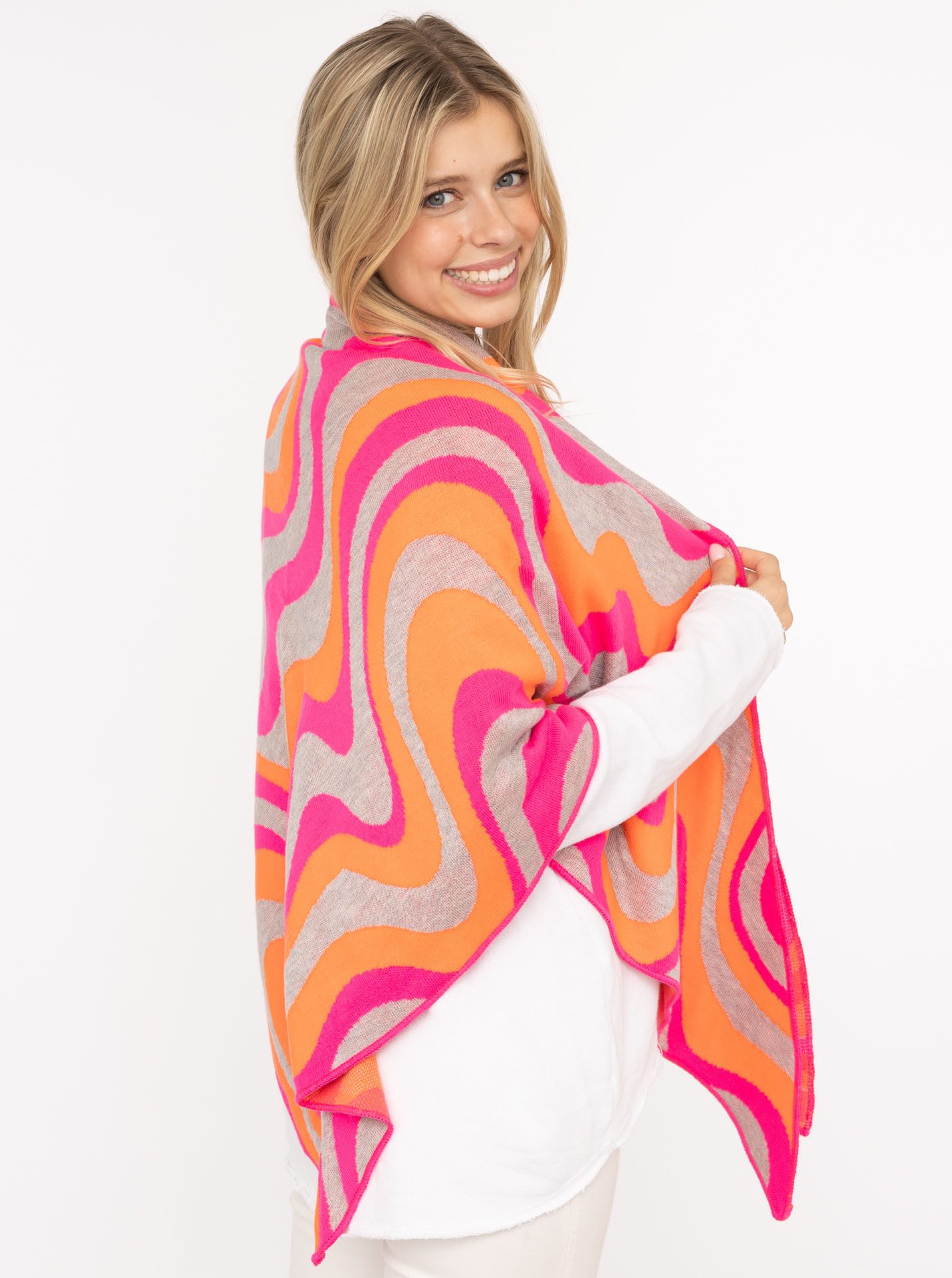 Zwillingsherz Dreieckstuch "Happy Waves", auffallendes Muster, Strick, wärmend