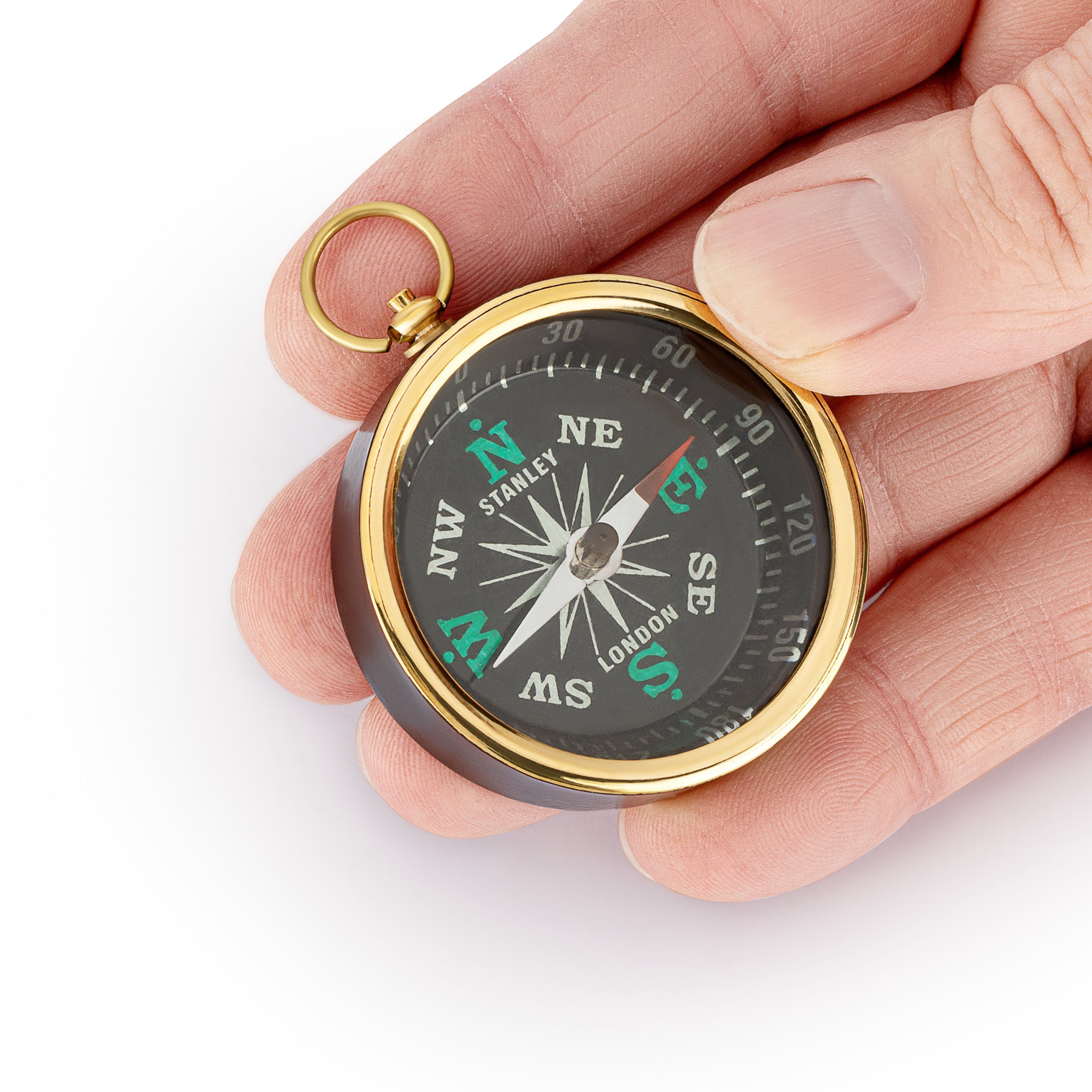 NKlaus Kompass Maritim Kompass 4,5cm aus Messing schwarz lackiert mit Ring Taschenkom